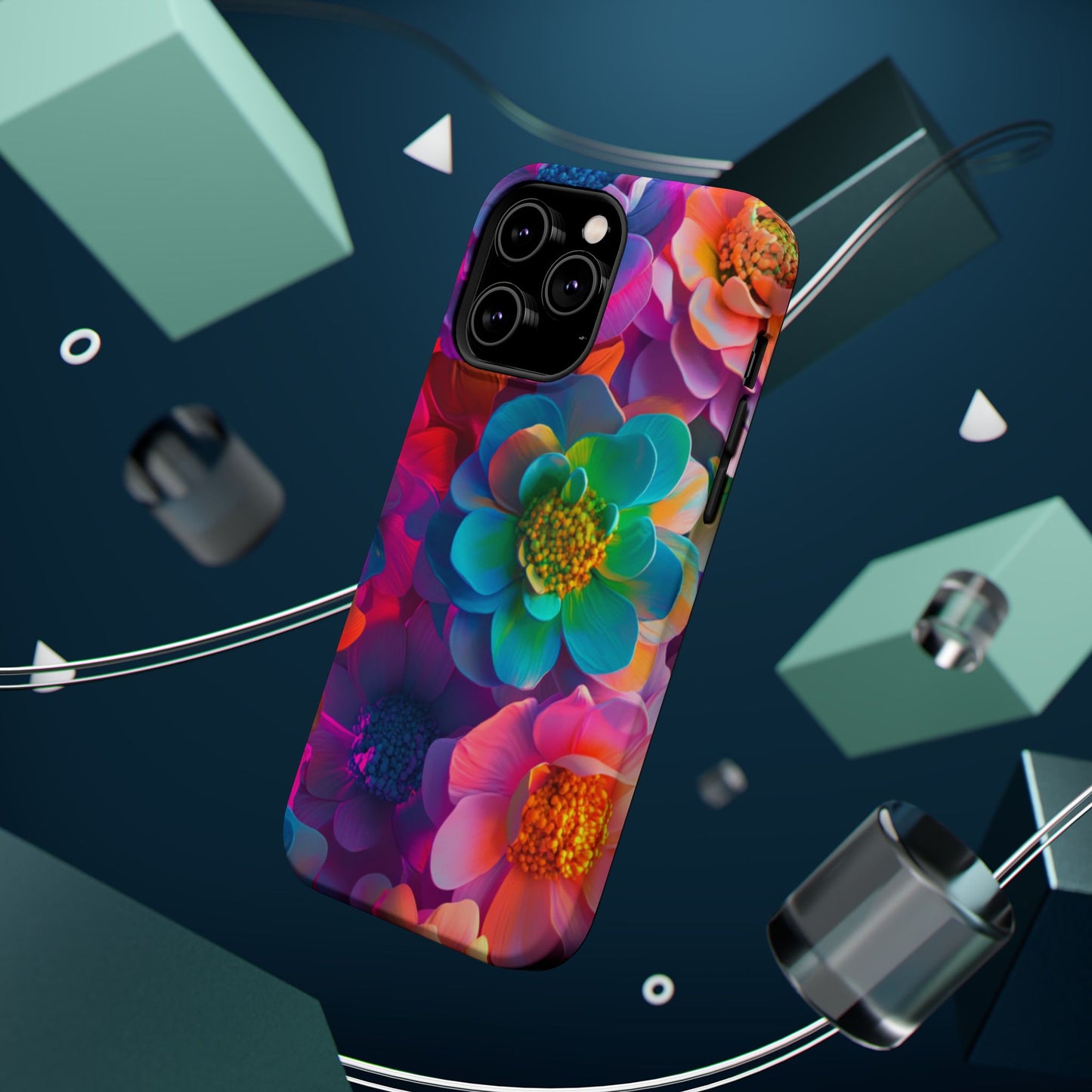 🌺 Vibrant Bloom Phone Case with 3D Neon Florals 🌺