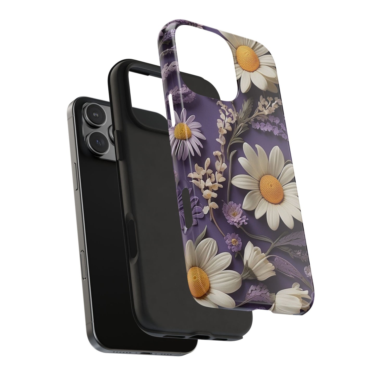 Lavender Daisy iPhone Case 🌼 | Elegant Floral Design, Shockproof Protection for iPhone 16 to 12 Pro Max 📱