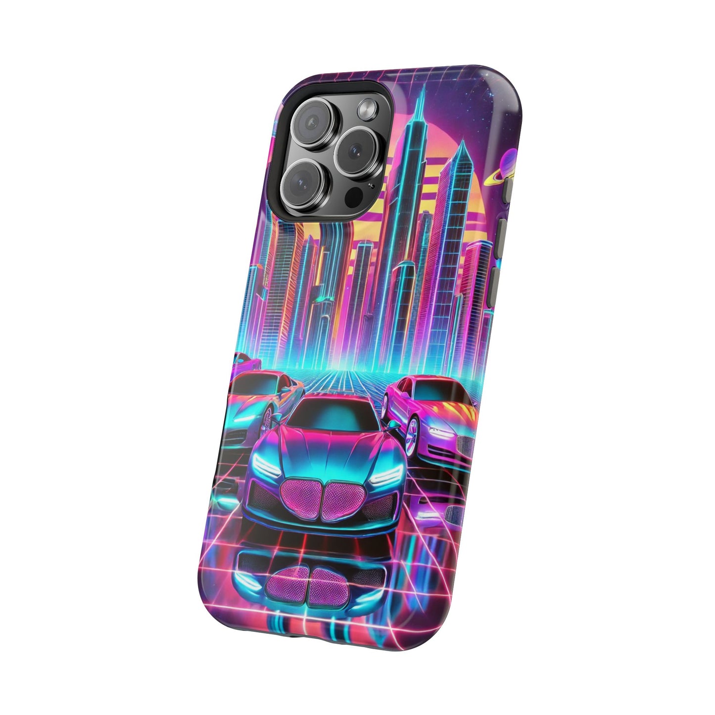 📱 Retro Futuristic Car & City Phone Case – MagSafe® Compatible 🚗🌆