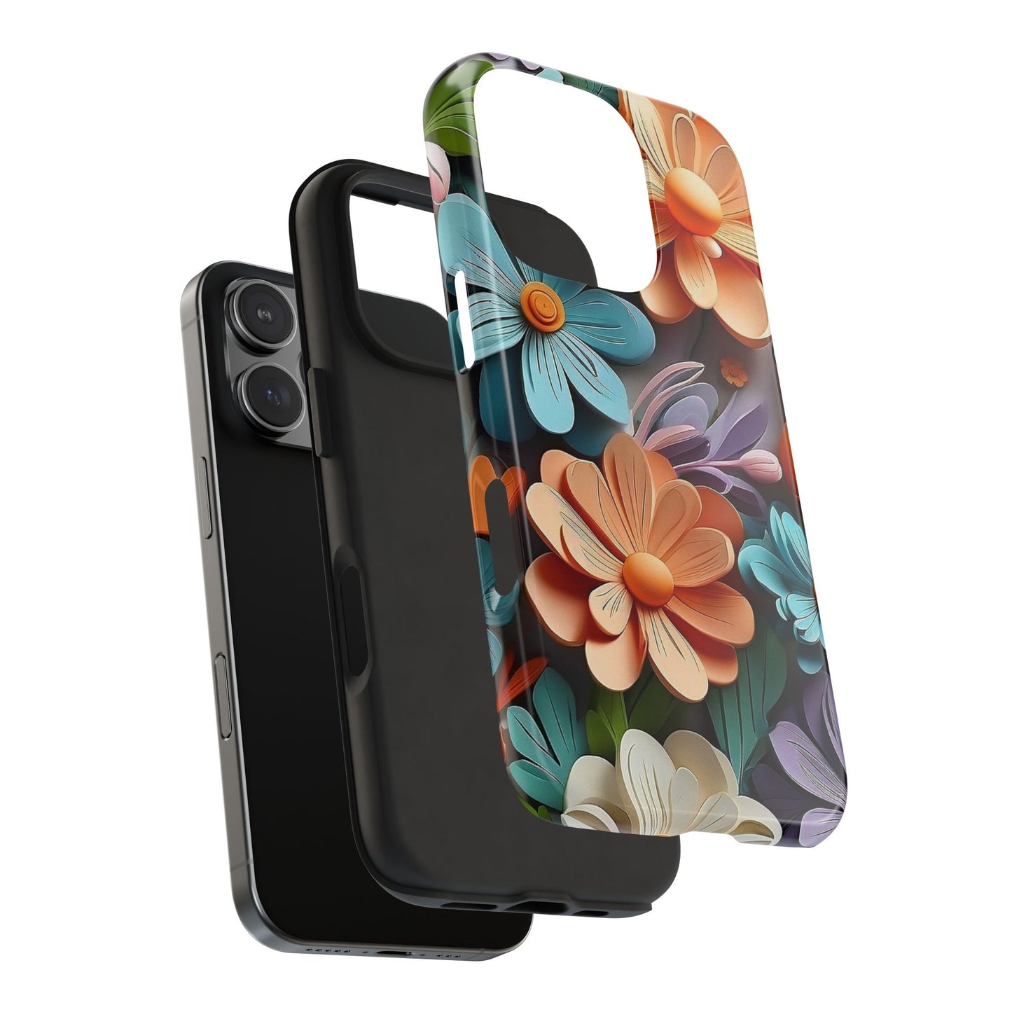 3D Floral iPhone Case 🌸 | Vibrant Layered Design, Shockproof Protection for iPhone 16 to 12 Pro Max