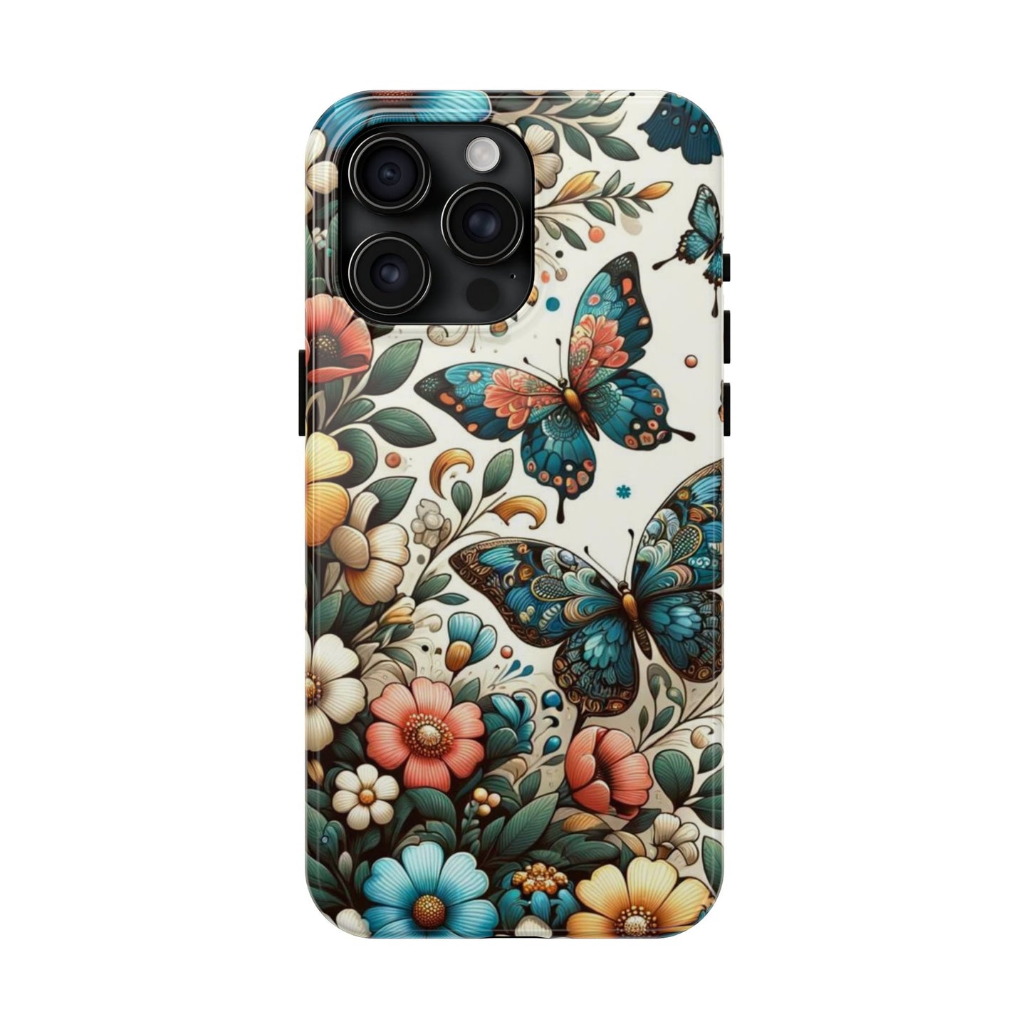 Butterfly & Floral iPhone Case 🦋 | Elegant Nature Design, Shockproof Protection for iPhone 16 to 12 Pro Max 📱