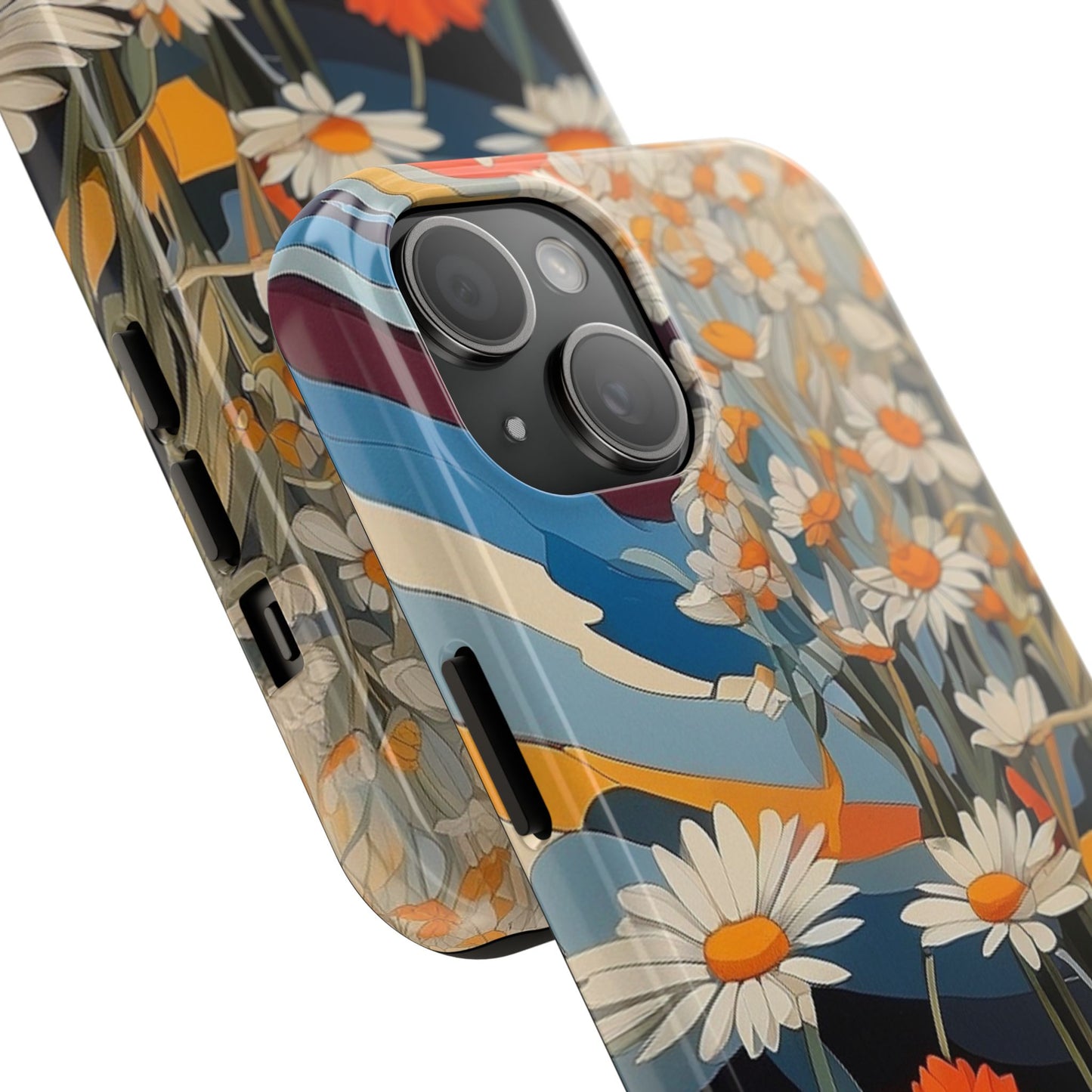 Floral Daisy iPhone Case 🌼 | Retro Botanical Design, Shockproof Protection for iPhone 16 to 12 Pro Max 📱