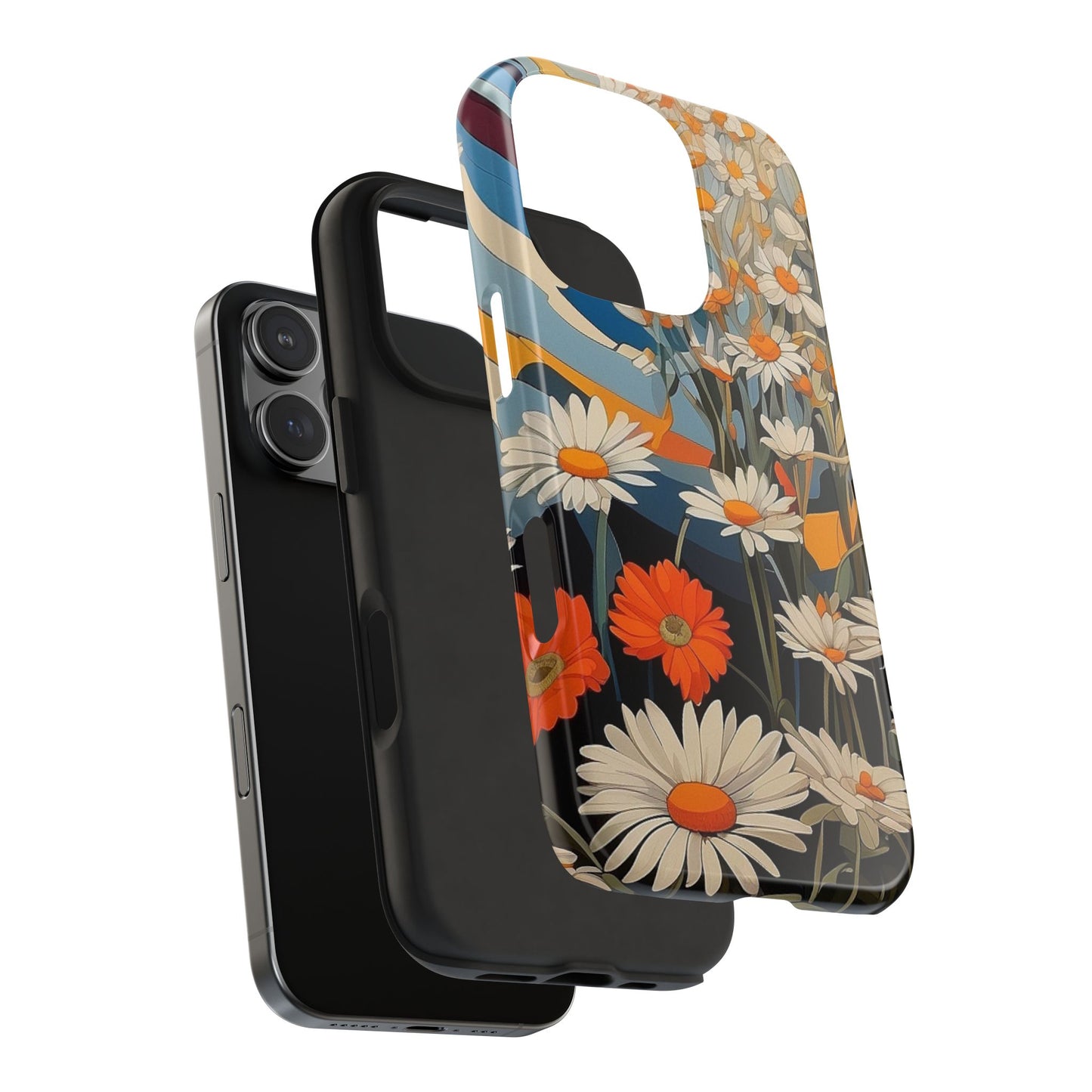 Floral Daisy iPhone Case 🌼 | Retro Botanical Design, Shockproof Protection for iPhone 16 to 12 Pro Max 📱