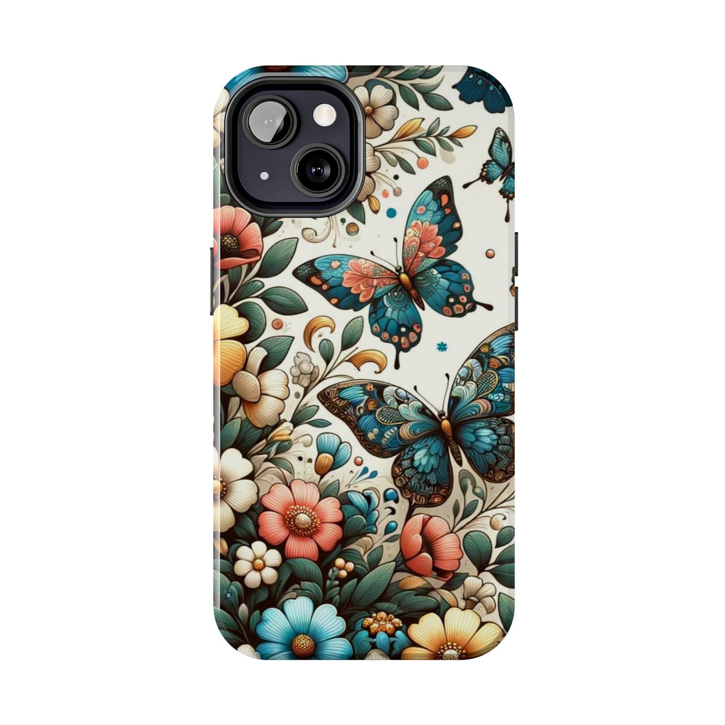 Butterfly & Floral iPhone Case 🦋 | Elegant Nature Design, Shockproof Protection for iPhone 16 to 12 Pro Max 📱