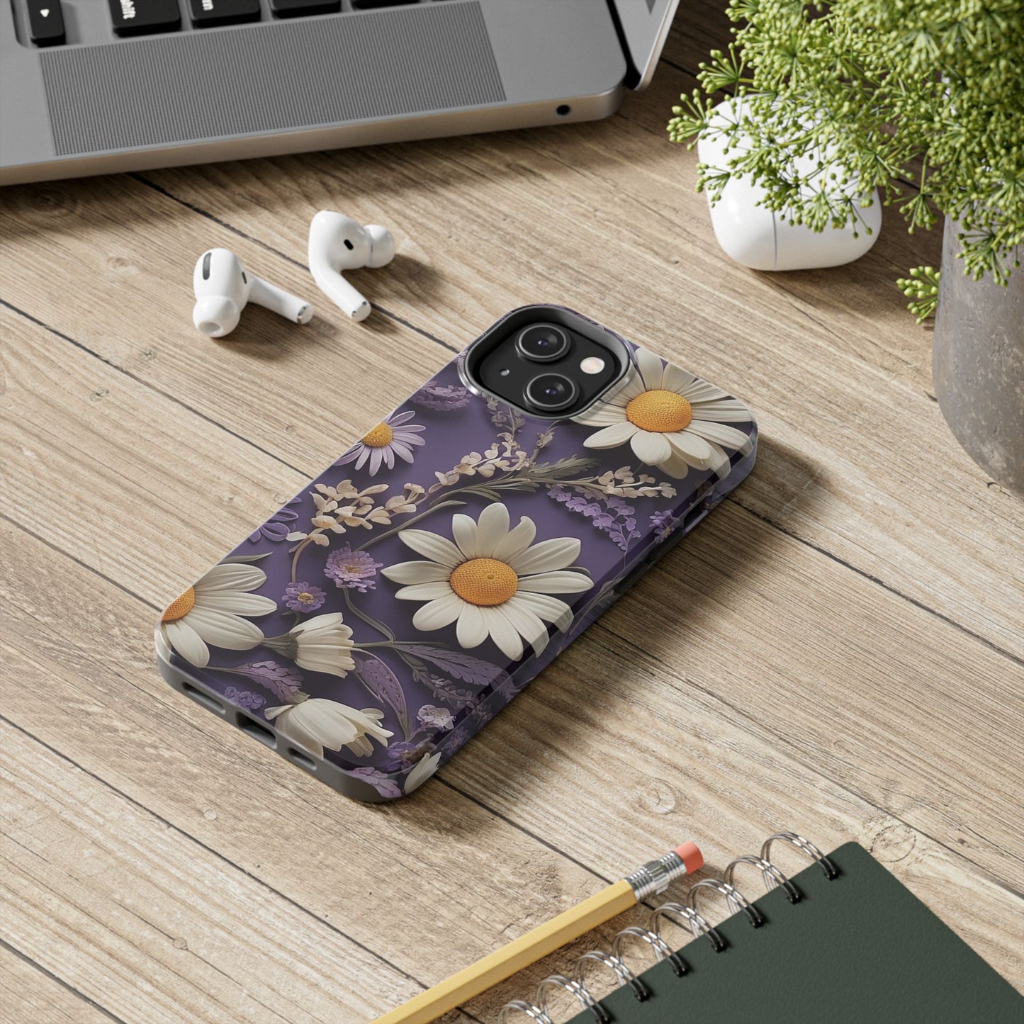 Lavender Daisy iPhone Case 🌼 | Elegant Floral Design, Shockproof Protection for iPhone 16 to 12 Pro Max 📱