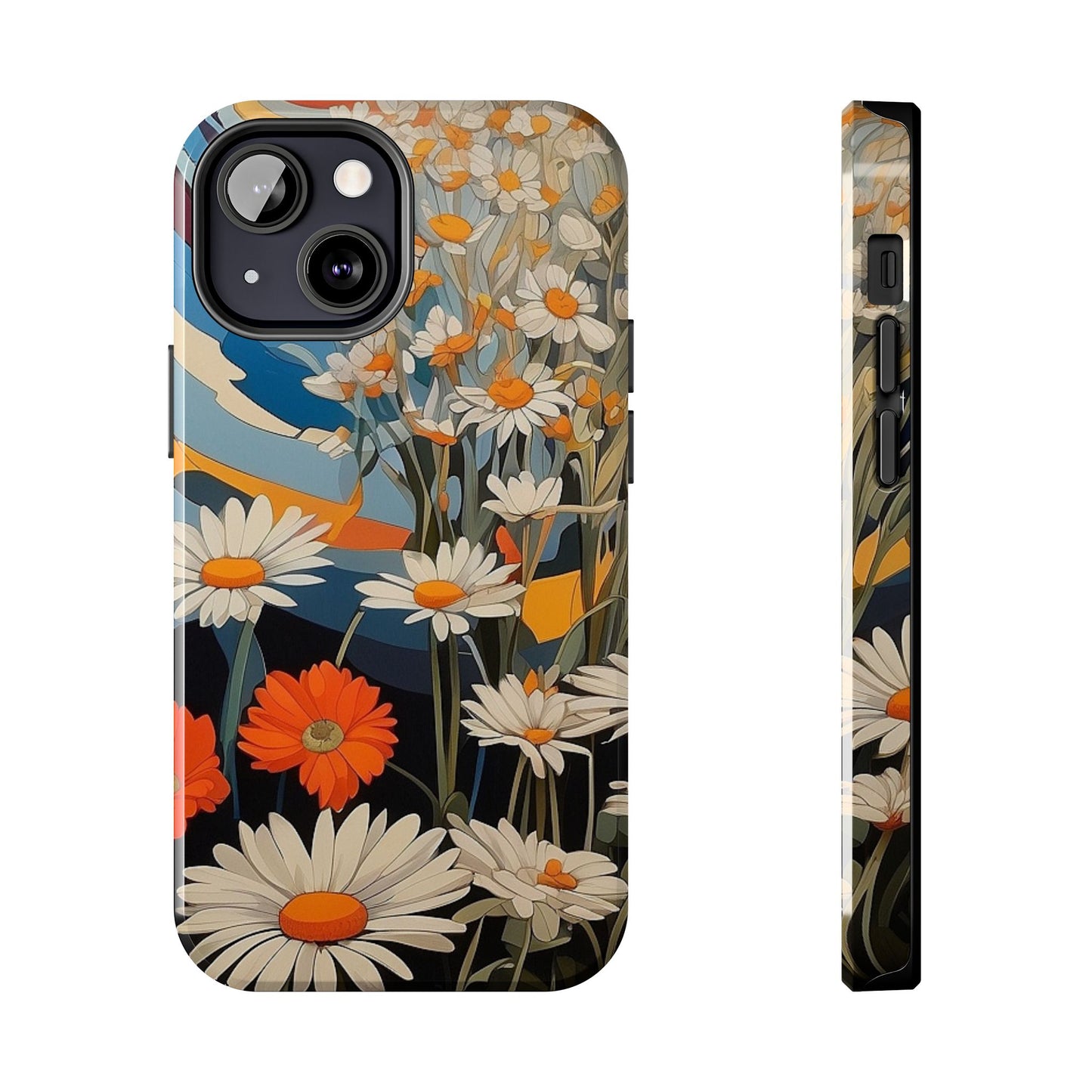 Floral Daisy iPhone Case 🌼 | Retro Botanical Design, Shockproof Protection for iPhone 16 to 12 Pro Max 📱