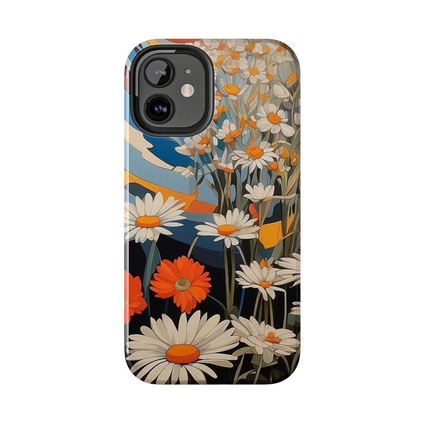 Floral Daisy iPhone Case 🌼 | Retro Botanical Design, Shockproof Protection for iPhone 16 to 12 Pro Max 📱