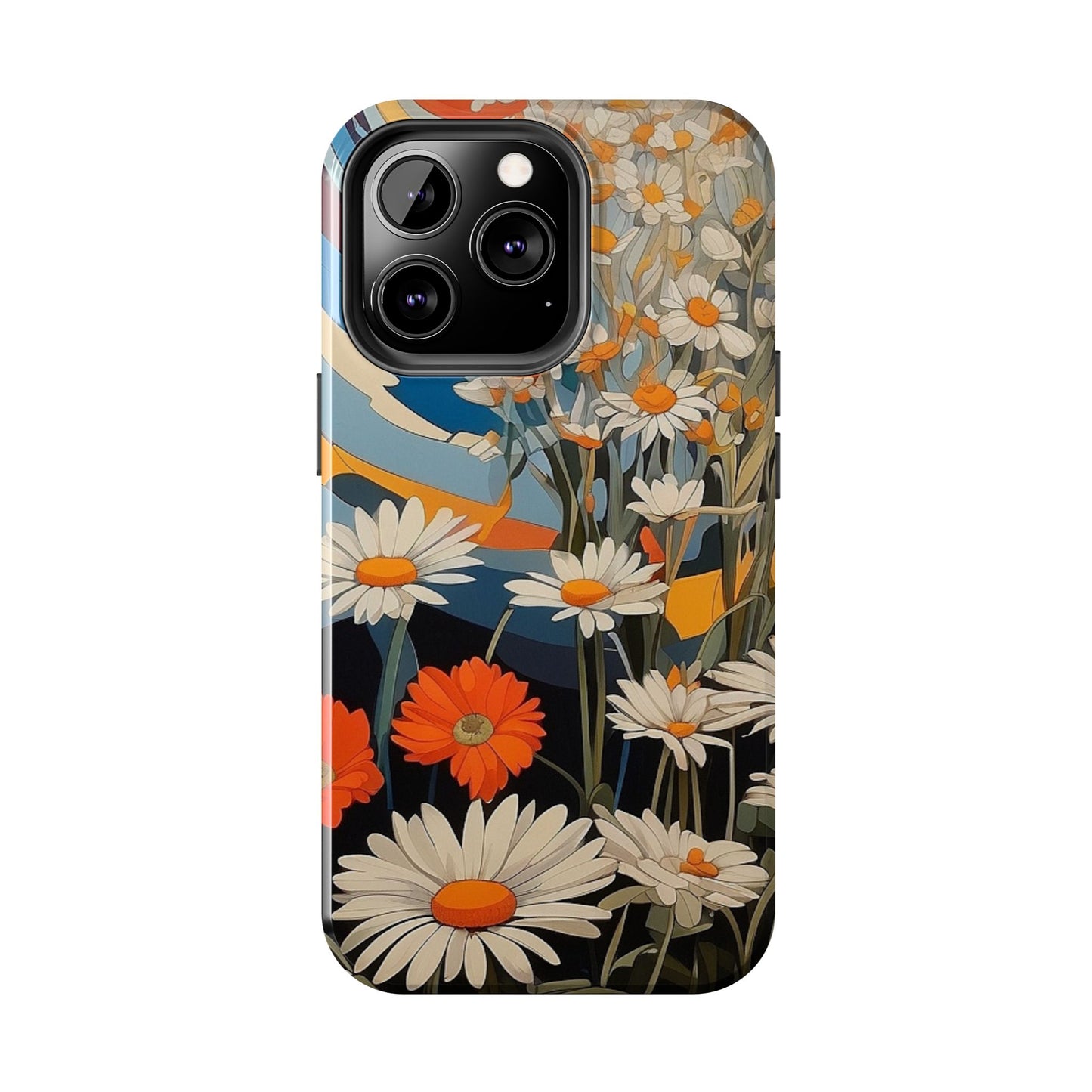 Floral Daisy iPhone Case 🌼 | Retro Botanical Design, Shockproof Protection for iPhone 16 to 12 Pro Max 📱