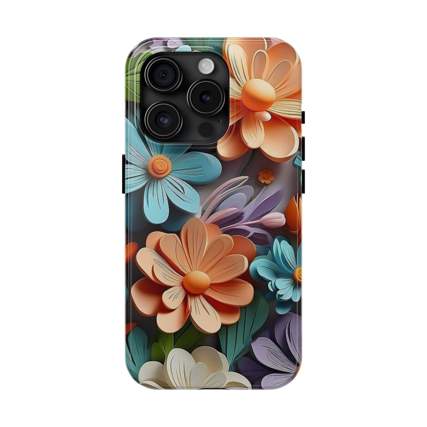 3D Floral iPhone Case 🌸 | Vibrant Layered Design, Shockproof Protection for iPhone 16 to 12 Pro Max