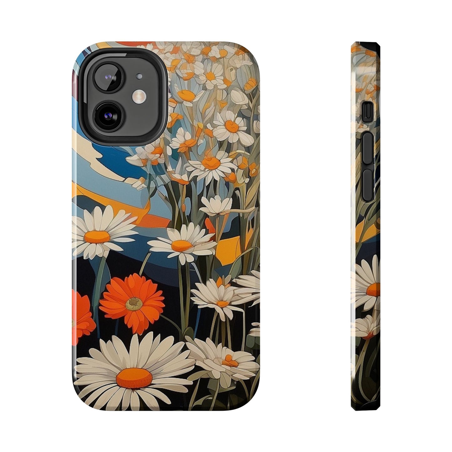 Floral Daisy iPhone Case 🌼 | Retro Botanical Design, Shockproof Protection for iPhone 16 to 12 Pro Max 📱