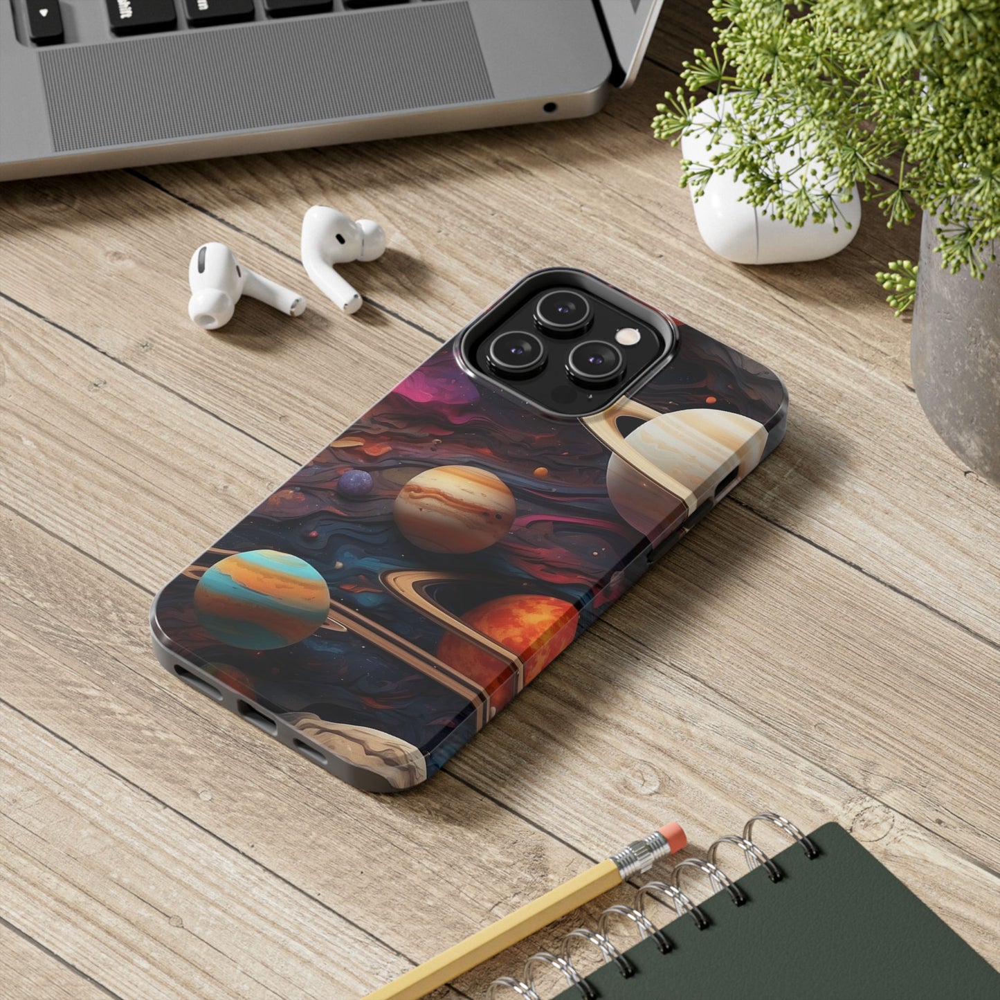 Galaxy Planet iPhone Case 🌌 | Cosmic Design, Shockproof Protection for iPhone 16 to 12 Pro Max