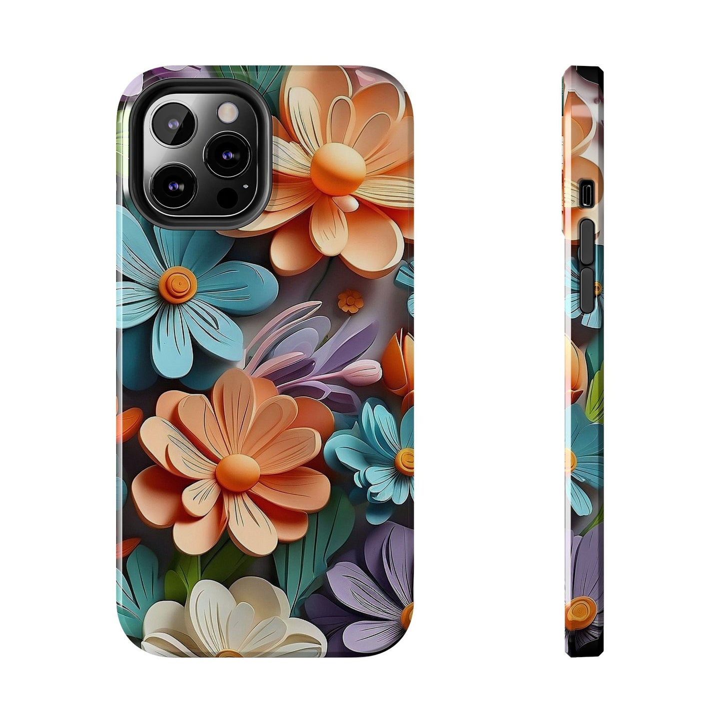 3D Floral iPhone Case 🌸 | Vibrant Layered Design, Shockproof Protection for iPhone 16 to 12 Pro Max