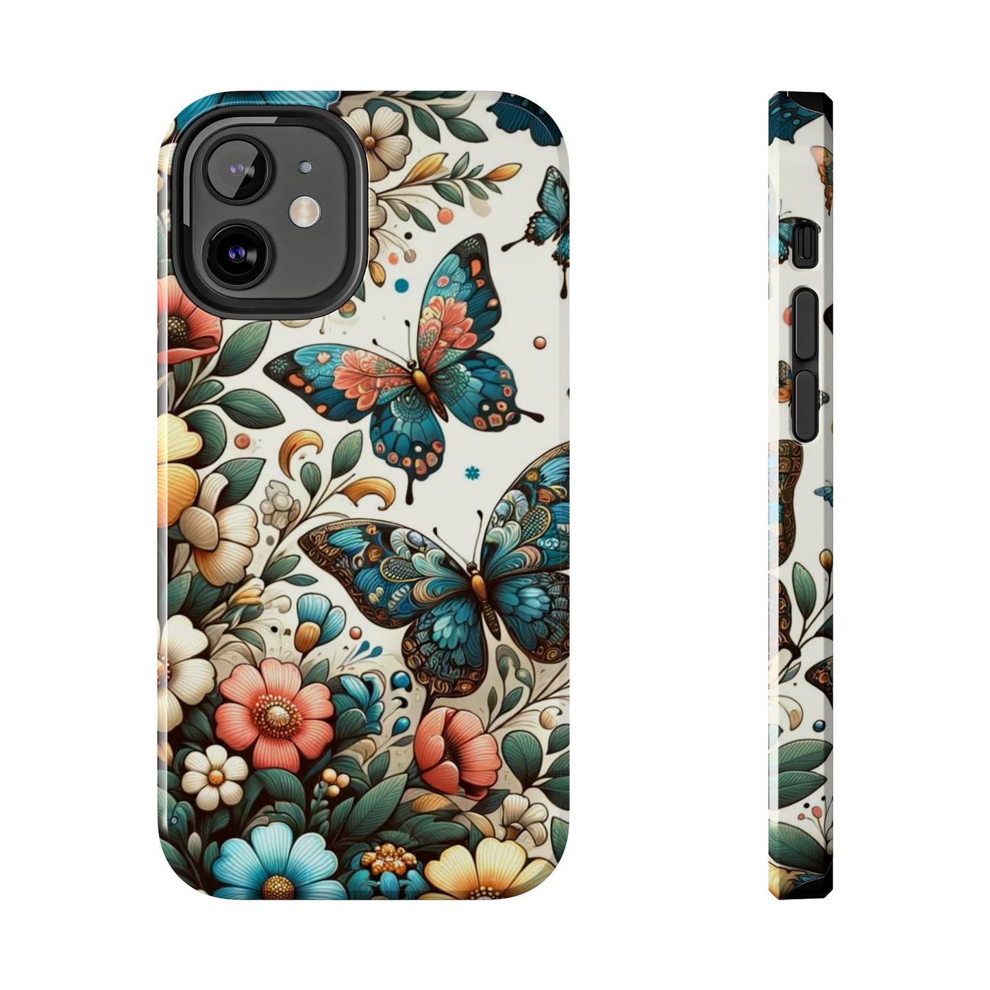 Butterfly & Floral iPhone Case 🦋 | Elegant Nature Design, Shockproof Protection for iPhone 16 to 12 Pro Max 📱