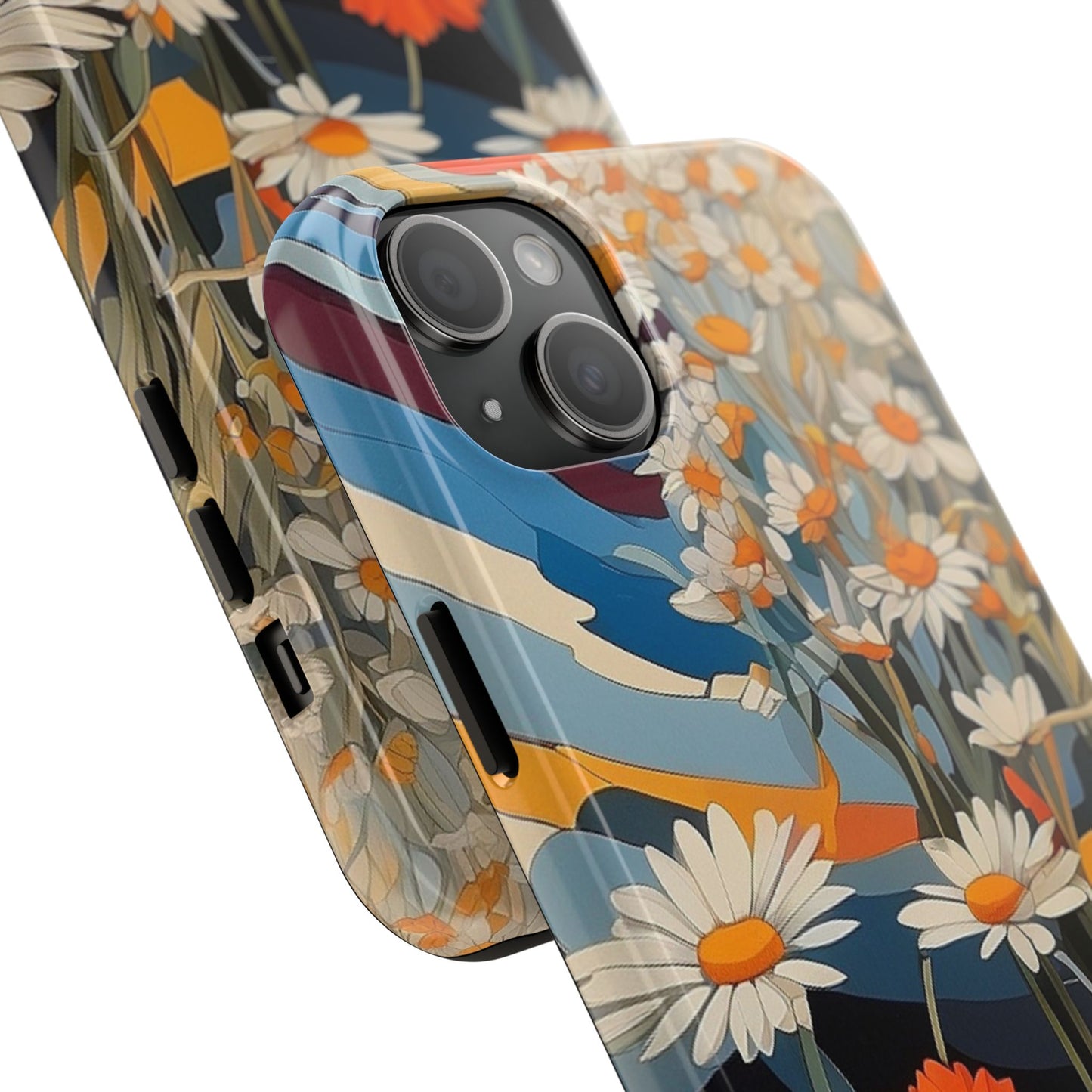 Floral Daisy iPhone Case 🌼 | Retro Botanical Design, Shockproof Protection for iPhone 16 to 12 Pro Max 📱