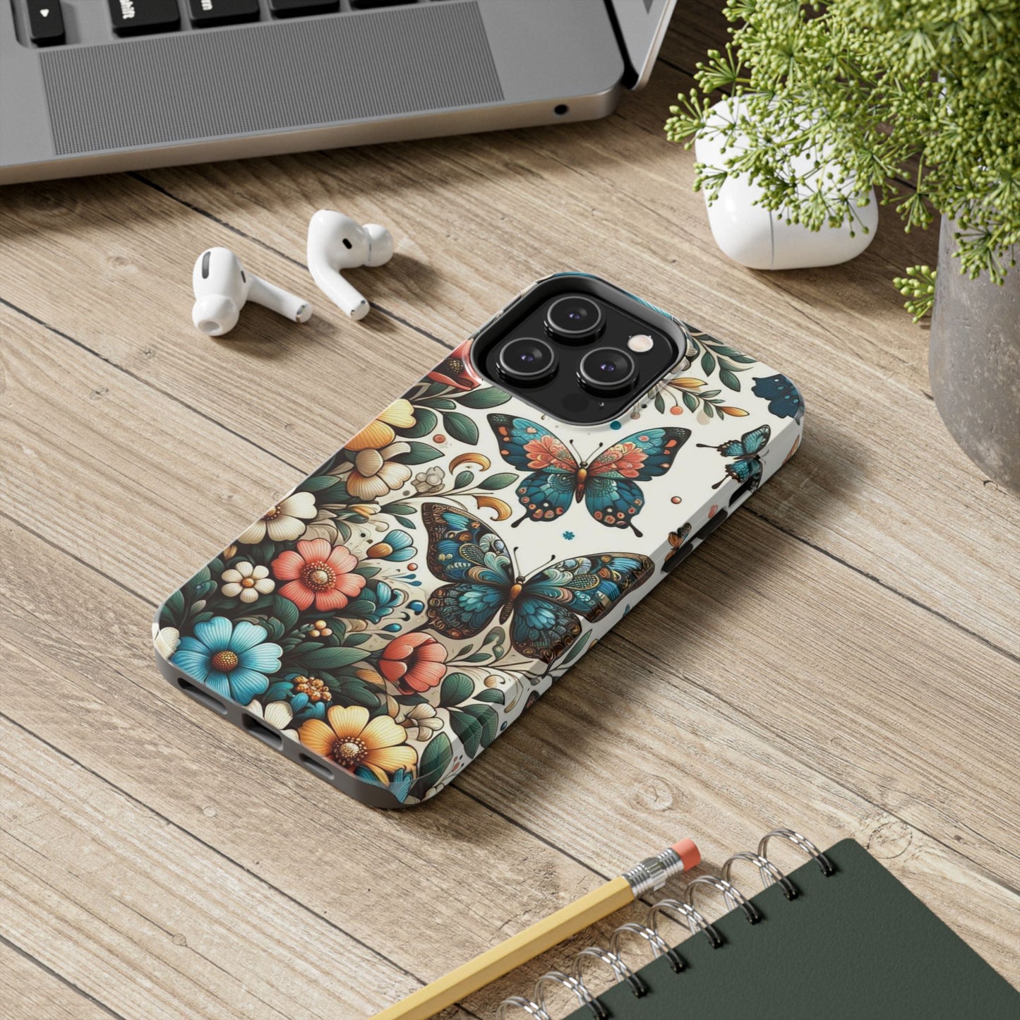 Butterfly & Floral iPhone Case 🦋 | Elegant Nature Design, Shockproof Protection for iPhone 16 to 12 Pro Max 📱