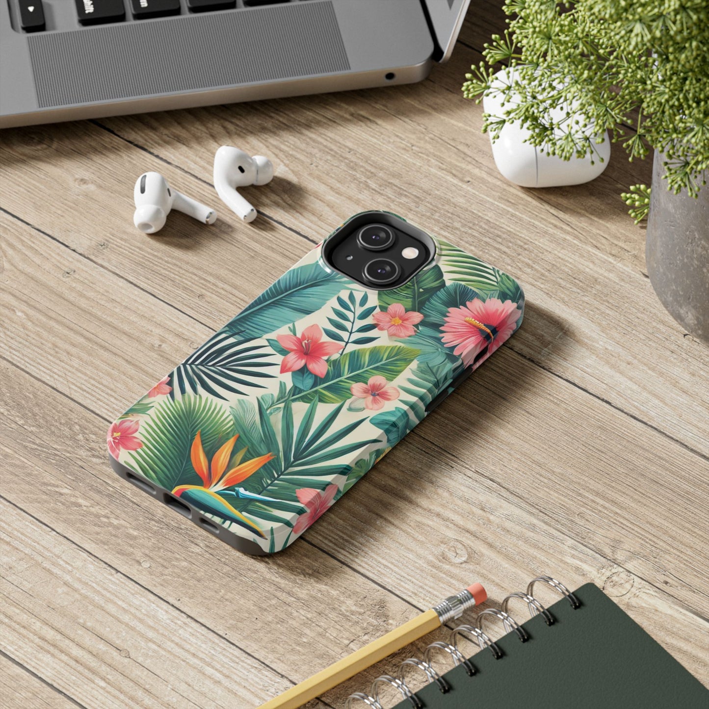 Tropical Paradise iPhone Case 🌺 | Vibrant Jungle Design, Shockproof Protection for iPhone 16 to 12 Pro Max