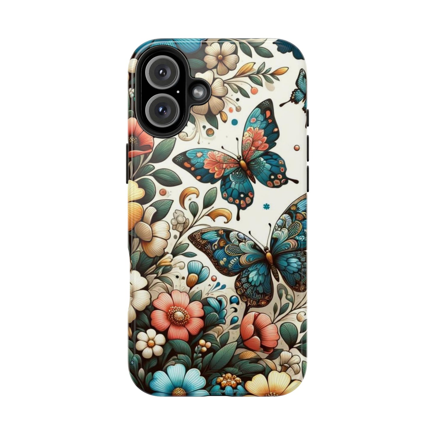 Butterfly & Floral iPhone Case 🦋 | Elegant Nature Design, Shockproof Protection for iPhone 16 to 12 Pro Max 📱