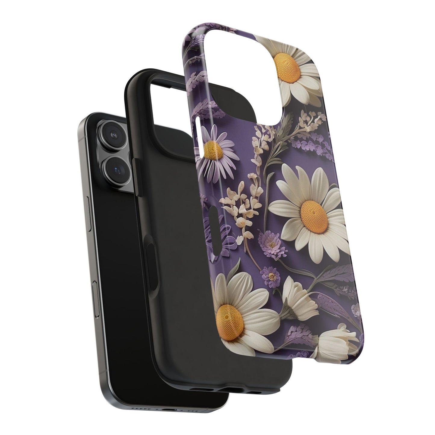 Lavender Daisy iPhone Case 🌼 | Elegant Floral Design, Shockproof Protection for iPhone 16 to 12 Pro Max 📱