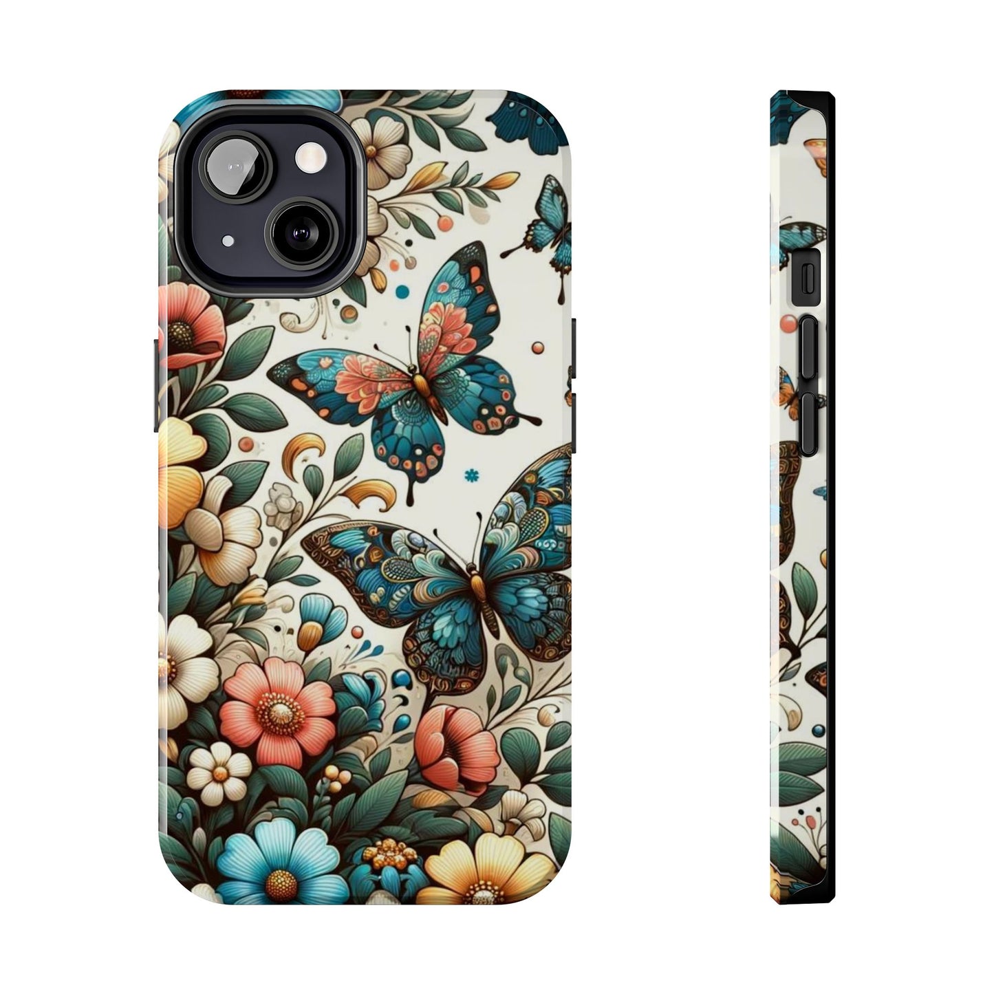 Butterfly & Floral iPhone Case 🦋 | Elegant Nature Design, Shockproof Protection for iPhone 16 to 12 Pro Max 📱