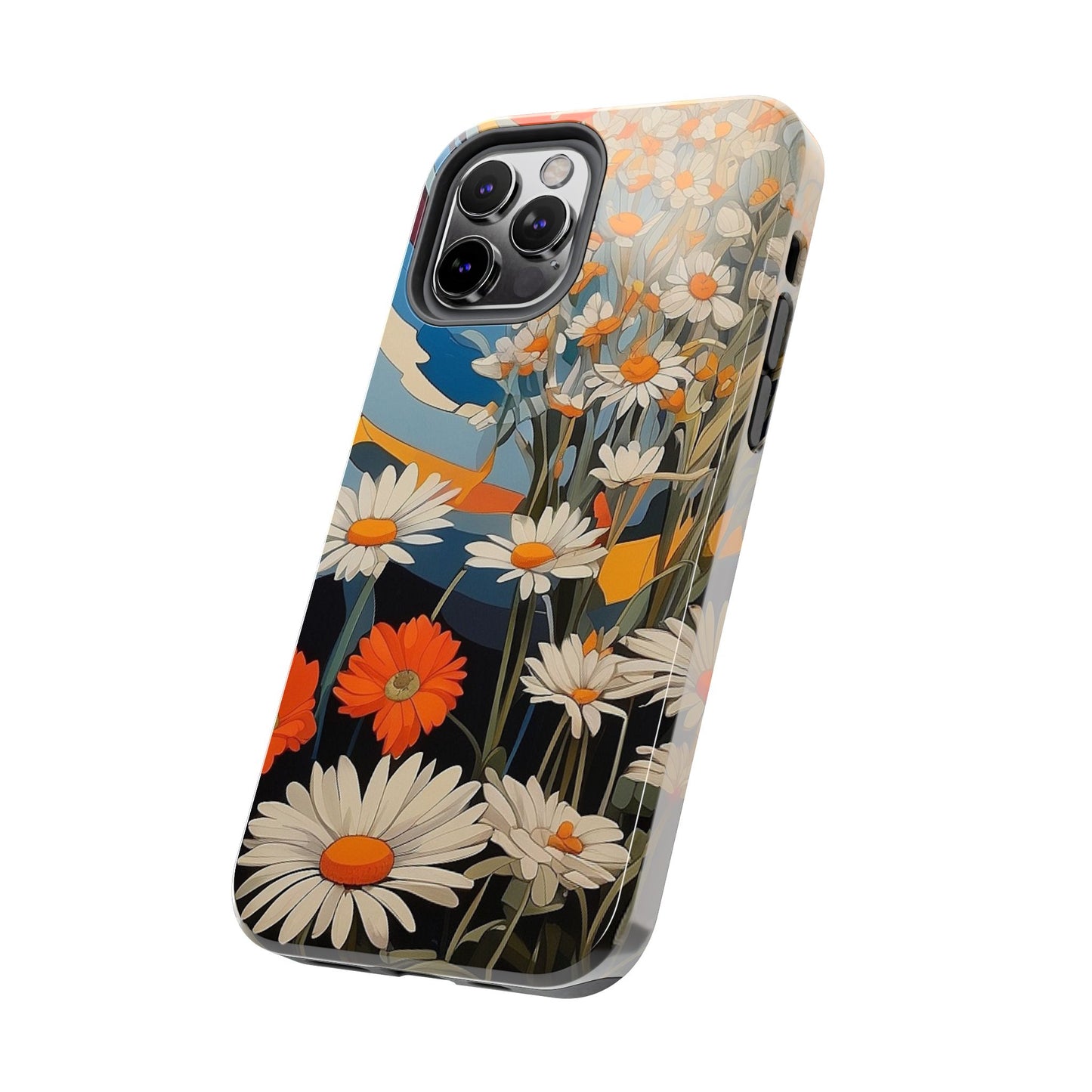 Floral Daisy iPhone Case 🌼 | Retro Botanical Design, Shockproof Protection for iPhone 16 to 12 Pro Max 📱