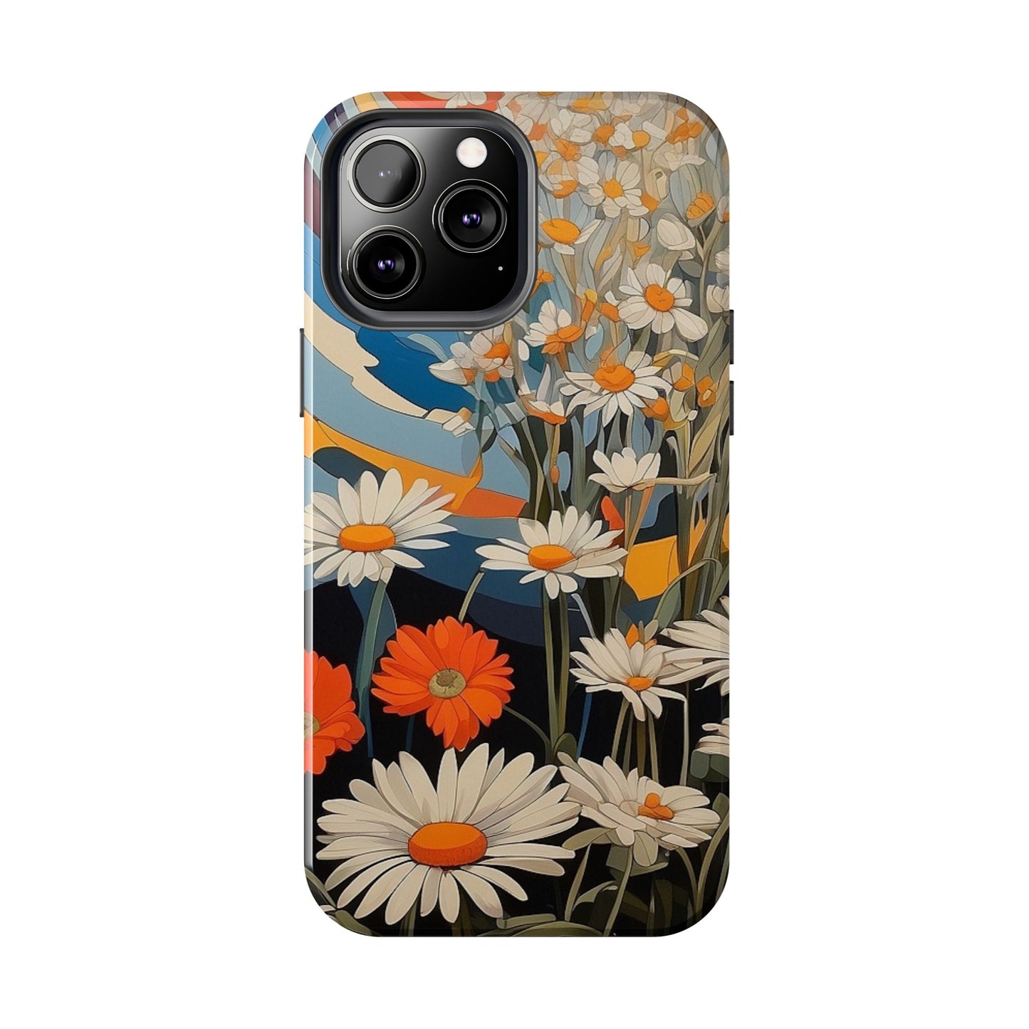 Floral Daisy iPhone Case 🌼 | Retro Botanical Design, Shockproof Protection for iPhone 16 to 12 Pro Max 📱