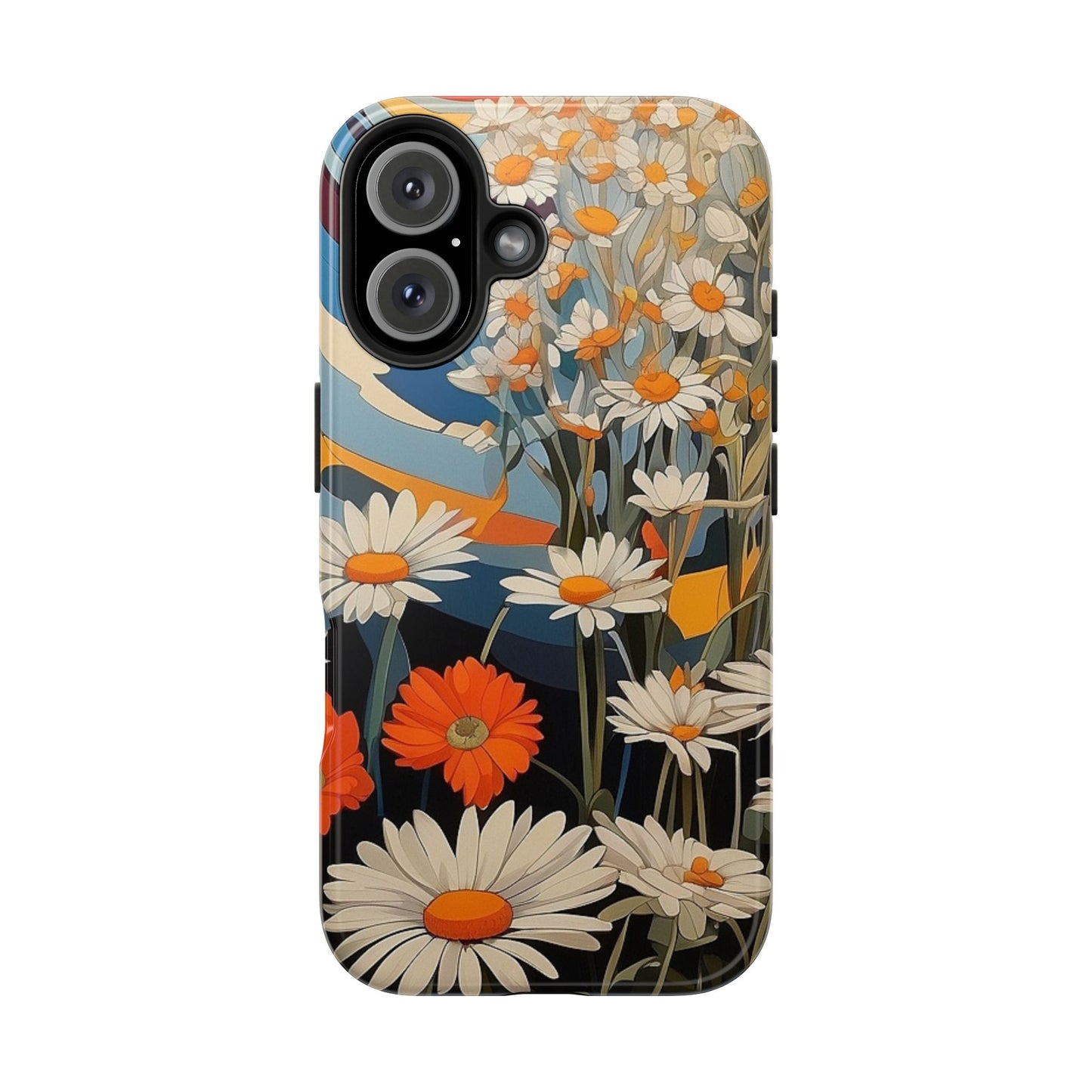 Floral Daisy iPhone Case 🌼 | Retro Botanical Design, Shockproof Protection for iPhone 16 to 12 Pro Max 📱