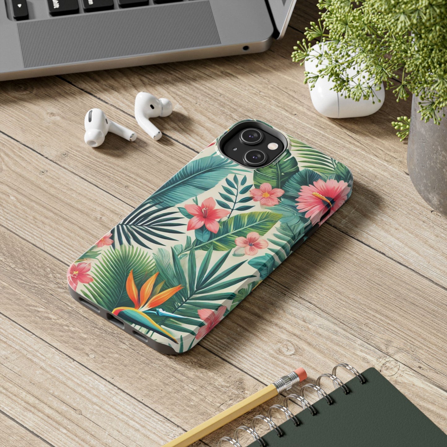 Tropical Paradise iPhone Case 🌺 | Vibrant Jungle Design, Shockproof Protection for iPhone 16 to 12 Pro Max