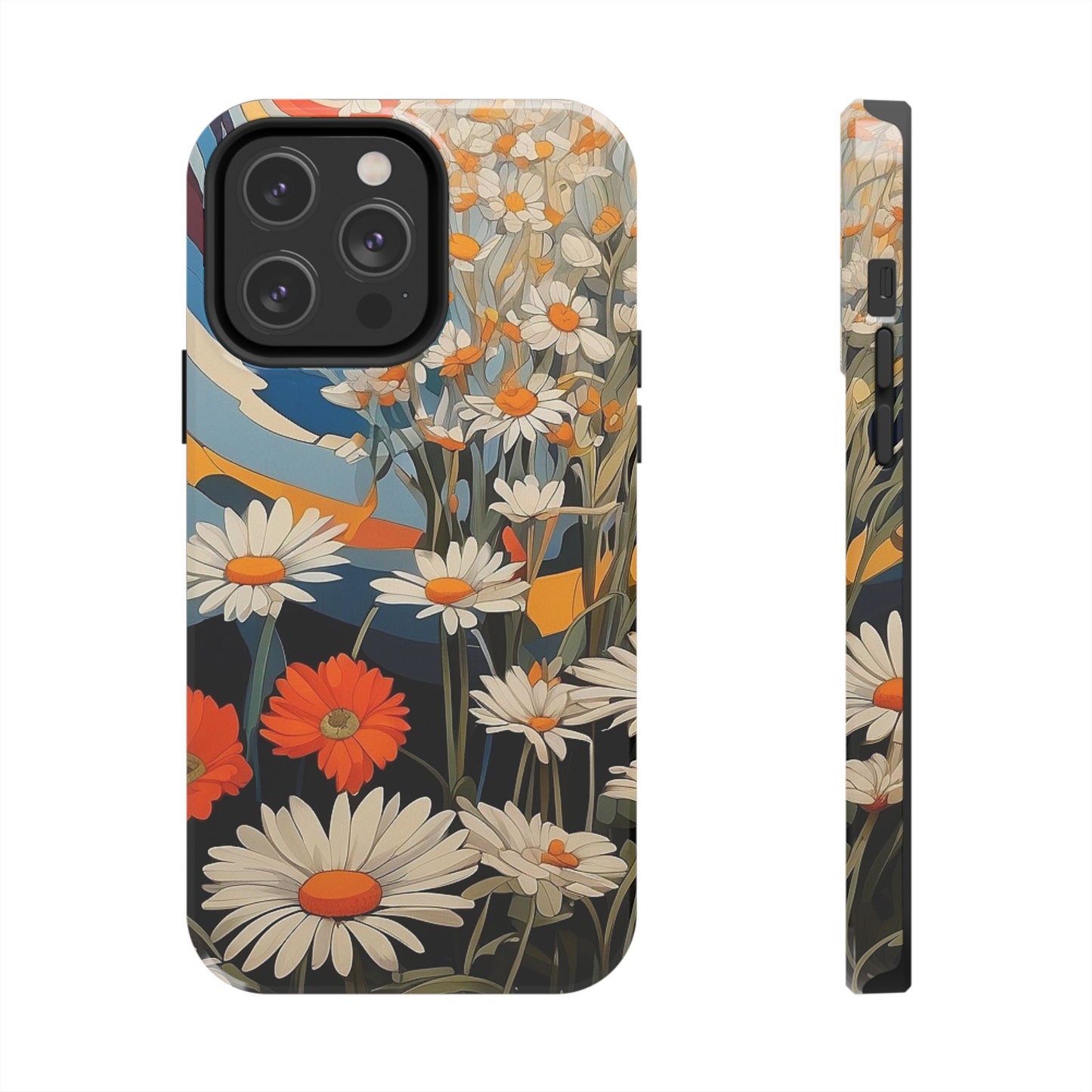 Floral Daisy iPhone Case 🌼 | Retro Botanical Design, Shockproof Protection for iPhone 16 to 12 Pro Max 📱