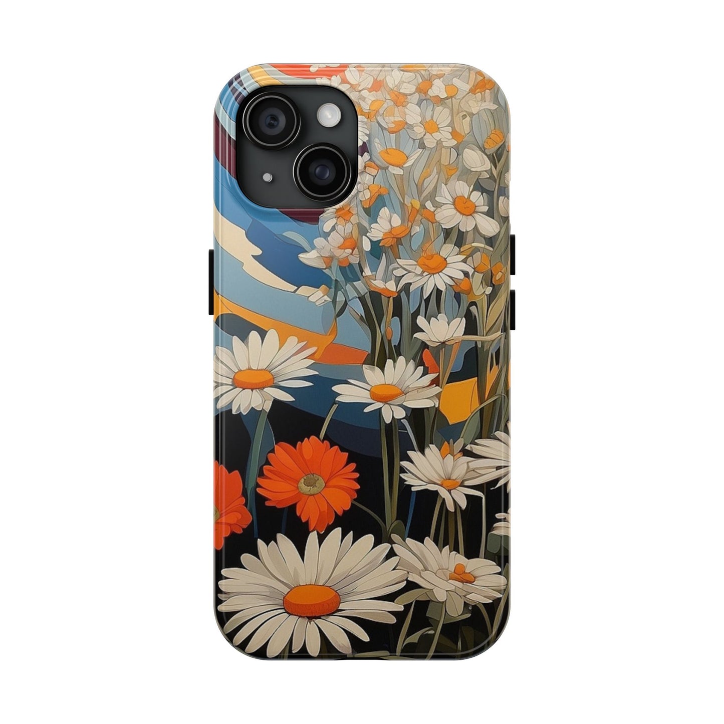 Floral Daisy iPhone Case 🌼 | Retro Botanical Design, Shockproof Protection for iPhone 16 to 12 Pro Max 📱