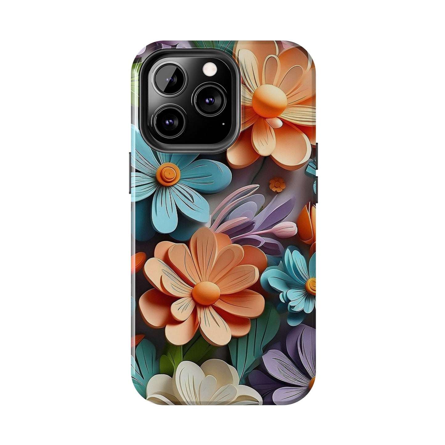 3D Floral iPhone Case 🌸 | Vibrant Layered Design, Shockproof Protection for iPhone 16 to 12 Pro Max