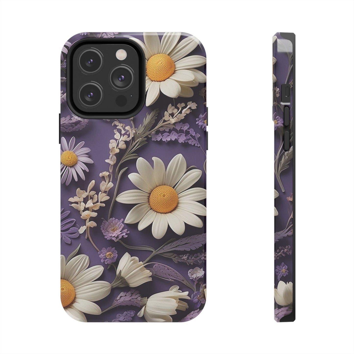 Lavender Daisy iPhone Case 🌼 | Elegant Floral Design, Shockproof Protection for iPhone 16 to 12 Pro Max 📱