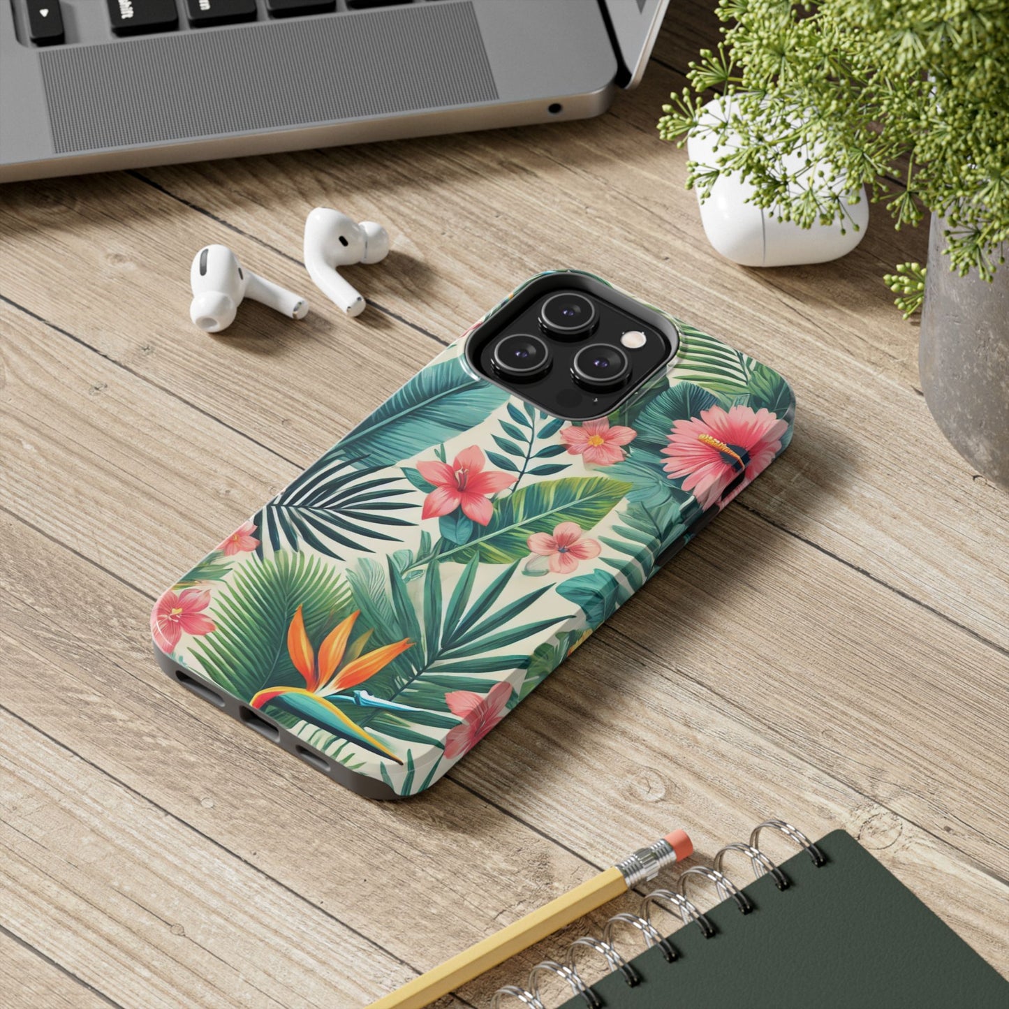 Tropical Paradise iPhone Case 🌺 | Vibrant Jungle Design, Shockproof Protection for iPhone 16 to 12 Pro Max