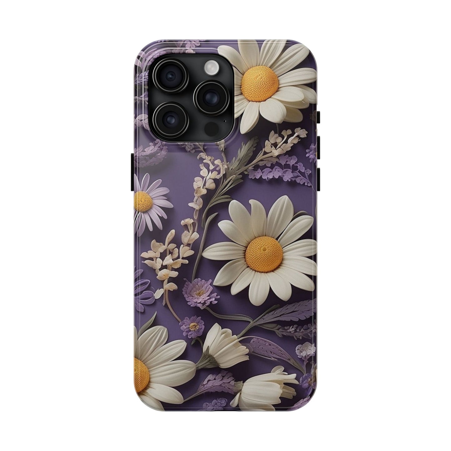 Lavender Daisy iPhone Case 🌼 | Elegant Floral Design, Shockproof Protection for iPhone 16 to 12 Pro Max 📱