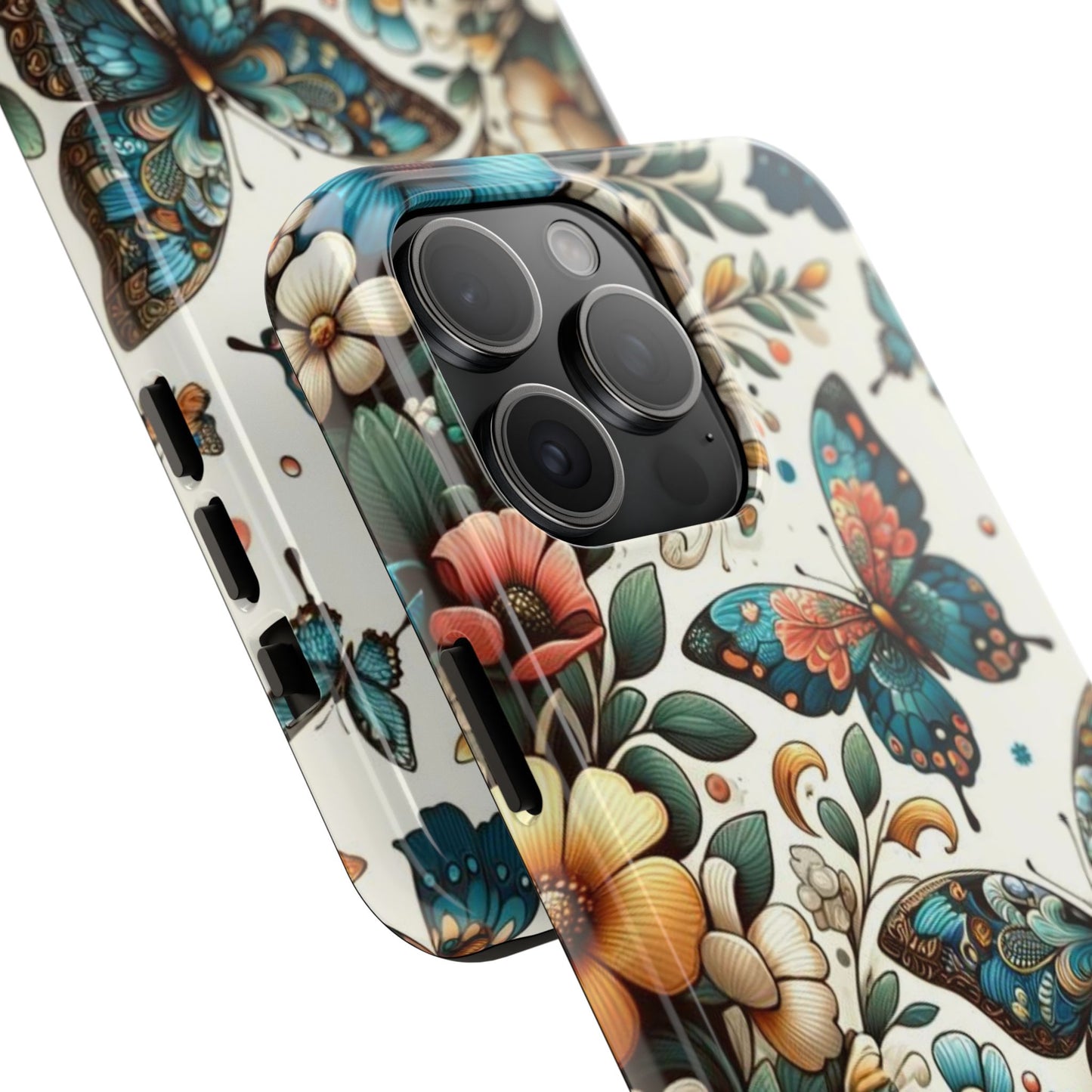 Butterfly & Floral iPhone Case 🦋 | Elegant Nature Design, Shockproof Protection for iPhone 16 to 12 Pro Max 📱