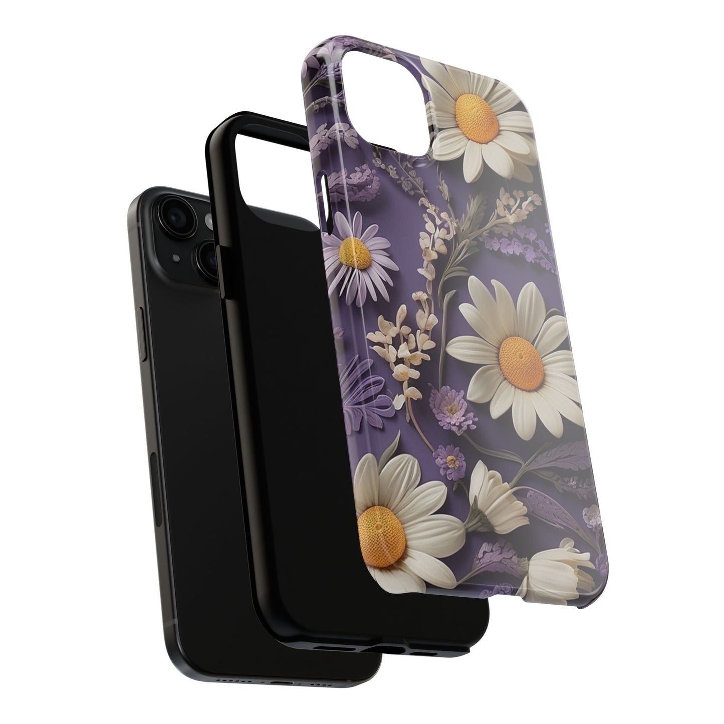 Lavender Daisy iPhone Case 🌼 | Elegant Floral Design, Shockproof Protection for iPhone 16 to 12 Pro Max 📱