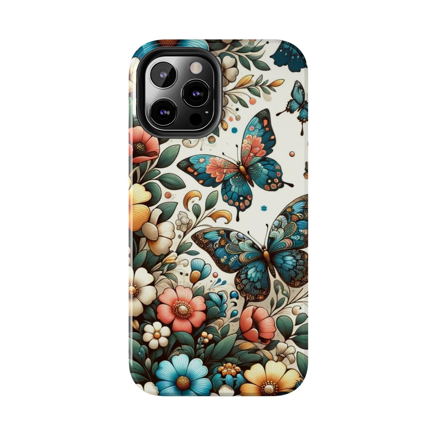 Butterfly & Floral iPhone Case 🦋 | Elegant Nature Design, Shockproof Protection for iPhone 16 to 12 Pro Max 📱