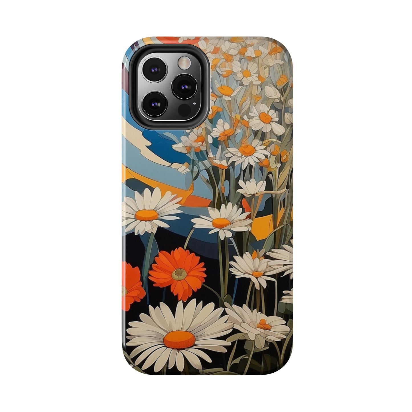 Floral Daisy iPhone Case 🌼 | Retro Botanical Design, Shockproof Protection for iPhone 16 to 12 Pro Max 📱