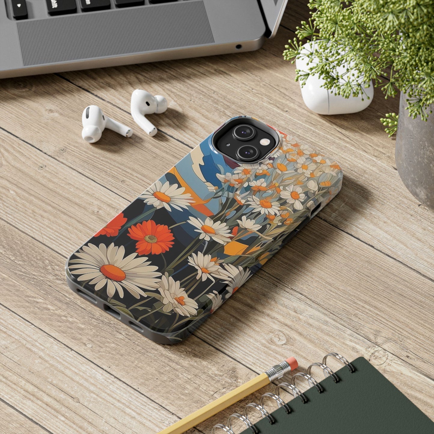 Floral Daisy iPhone Case 🌼 | Retro Botanical Design, Shockproof Protection for iPhone 16 to 12 Pro Max 📱