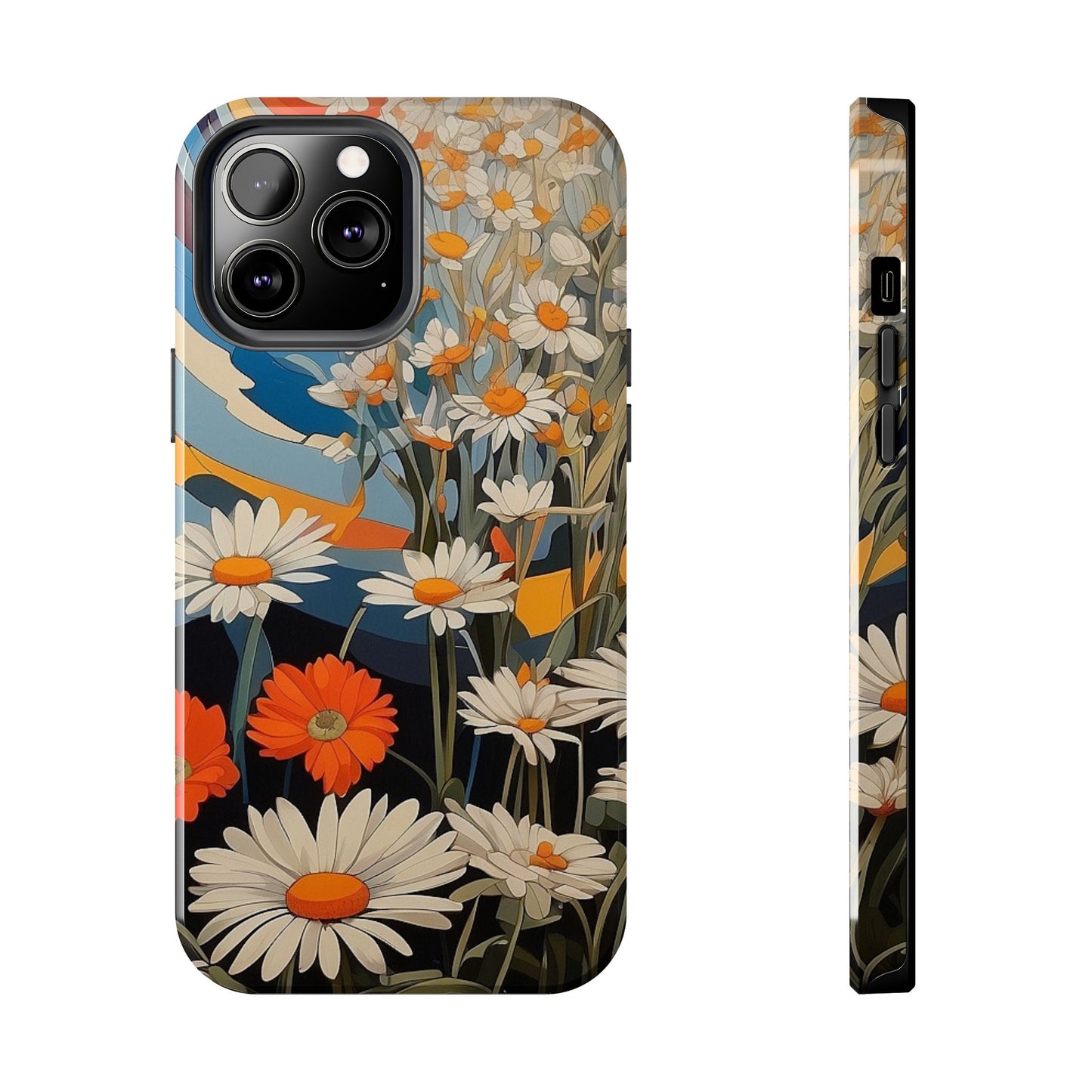 Floral Daisy iPhone Case 🌼 | Retro Botanical Design, Shockproof Protection for iPhone 16 to 12 Pro Max 📱