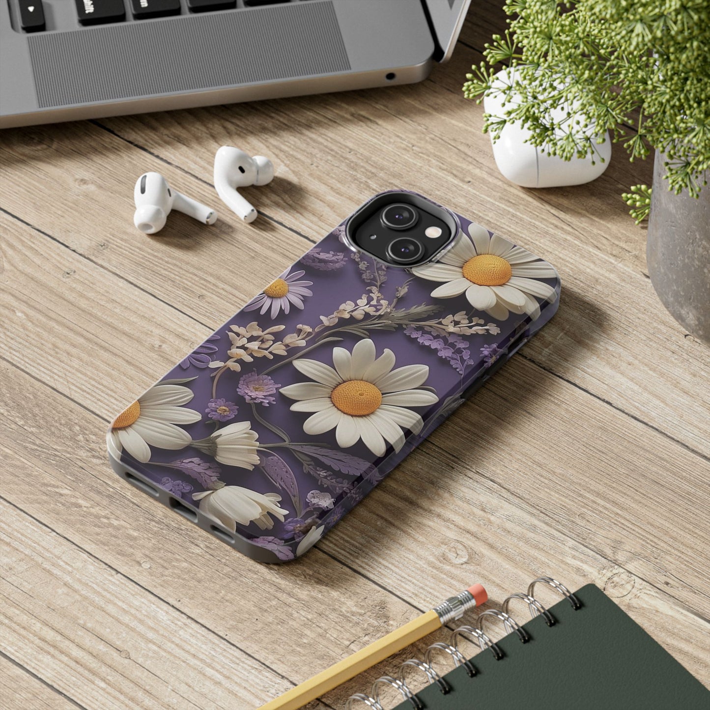 Lavender Daisy iPhone Case 🌼 | Elegant Floral Design, Shockproof Protection for iPhone 16 to 12 Pro Max 📱