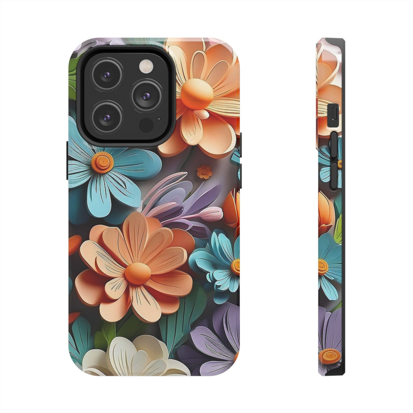 3D Floral iPhone Case 🌸 | Vibrant Layered Design, Shockproof Protection for iPhone 16 to 12 Pro Max