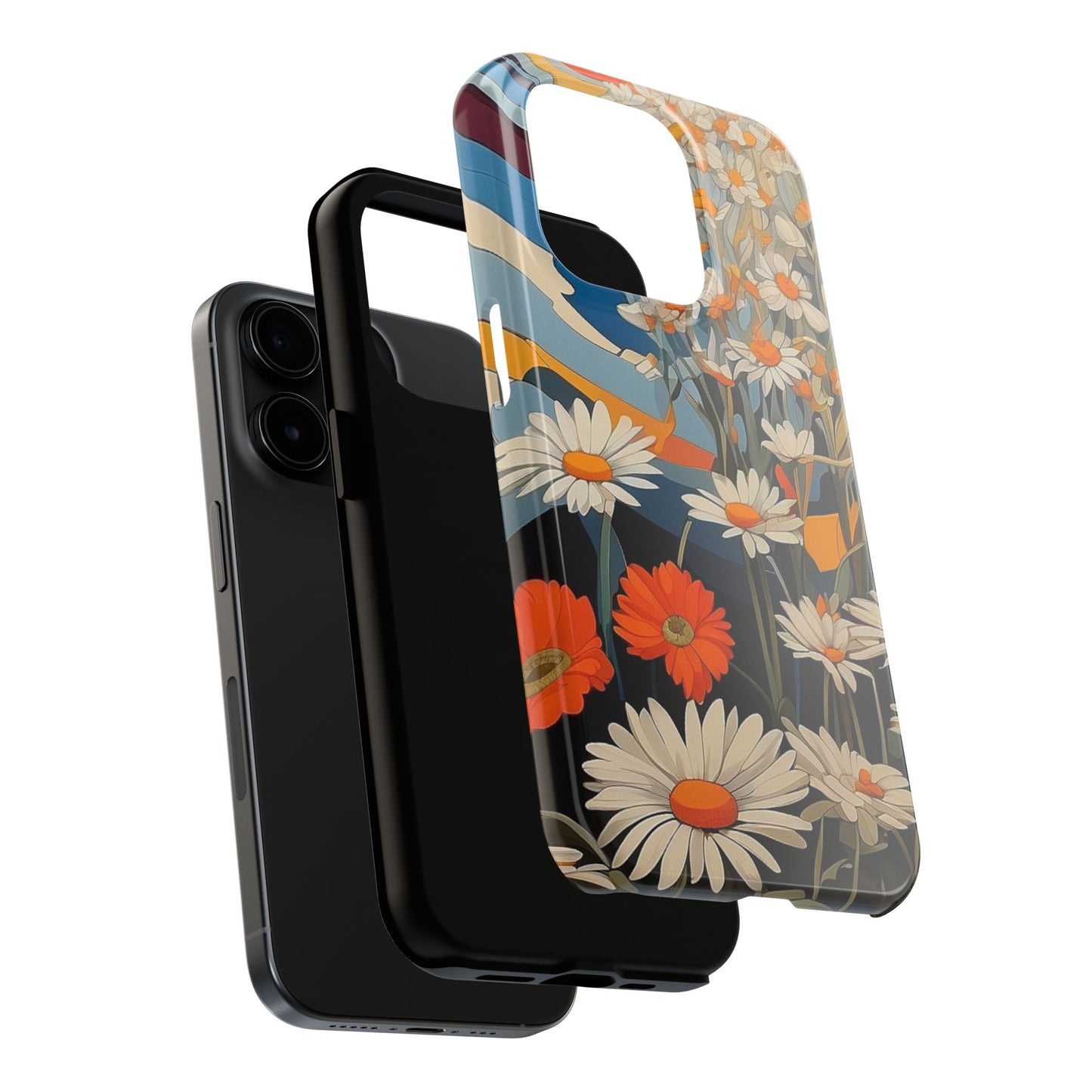 Floral Daisy iPhone Case 🌼 | Retro Botanical Design, Shockproof Protection for iPhone 16 to 12 Pro Max 📱