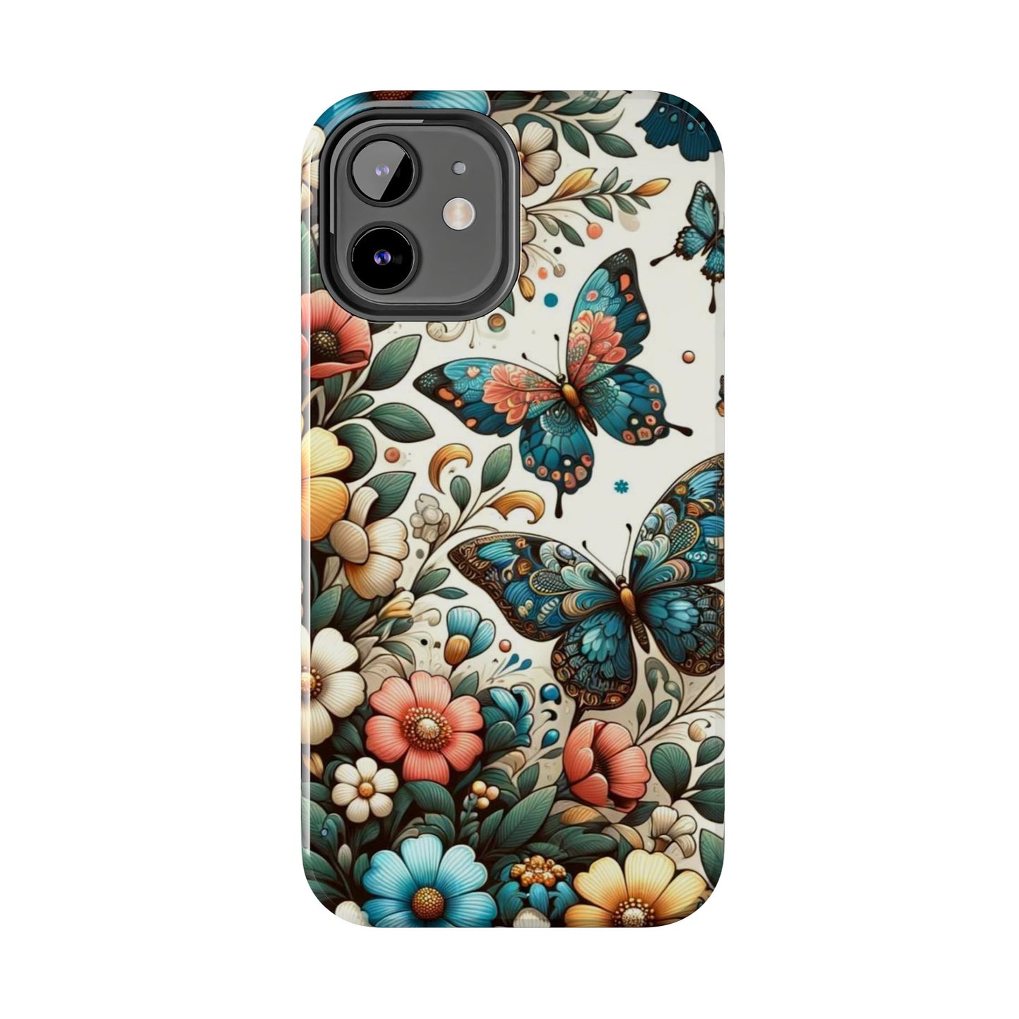 Butterfly & Floral iPhone Case 🦋 | Elegant Nature Design, Shockproof Protection for iPhone 16 to 12 Pro Max 📱