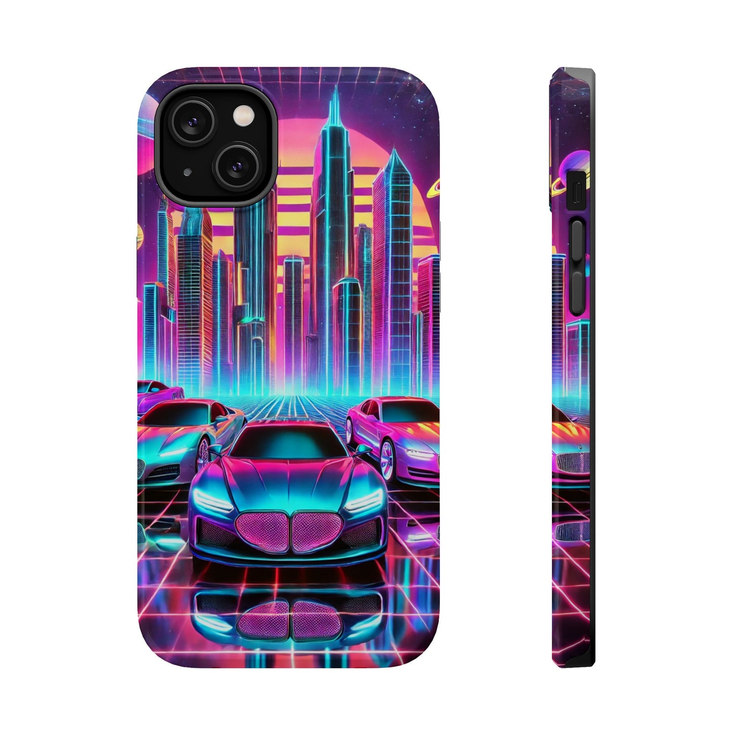 📱 Retro Futuristic Car & City Phone Case – MagSafe® Compatible 🚗🌆