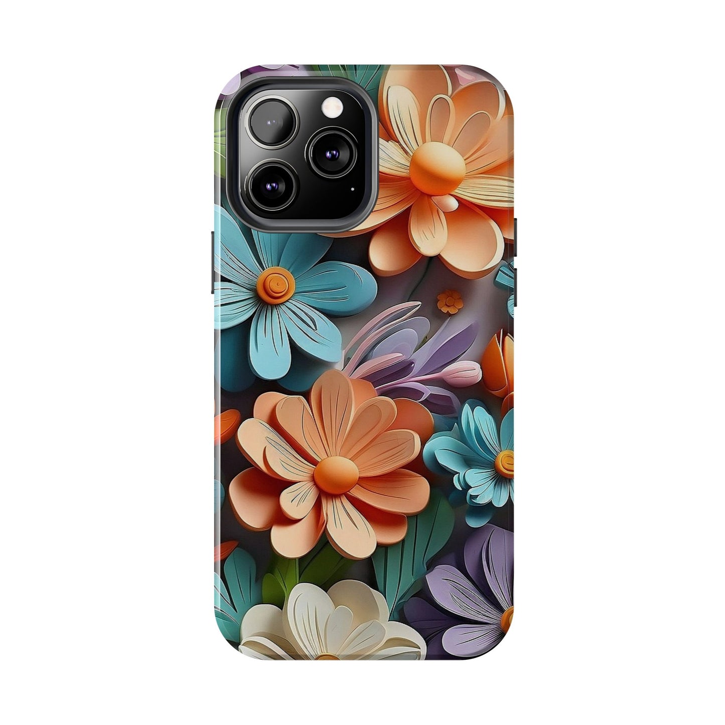 3D Floral iPhone Case 🌸 | Vibrant Layered Design, Shockproof Protection for iPhone 16 to 12 Pro Max