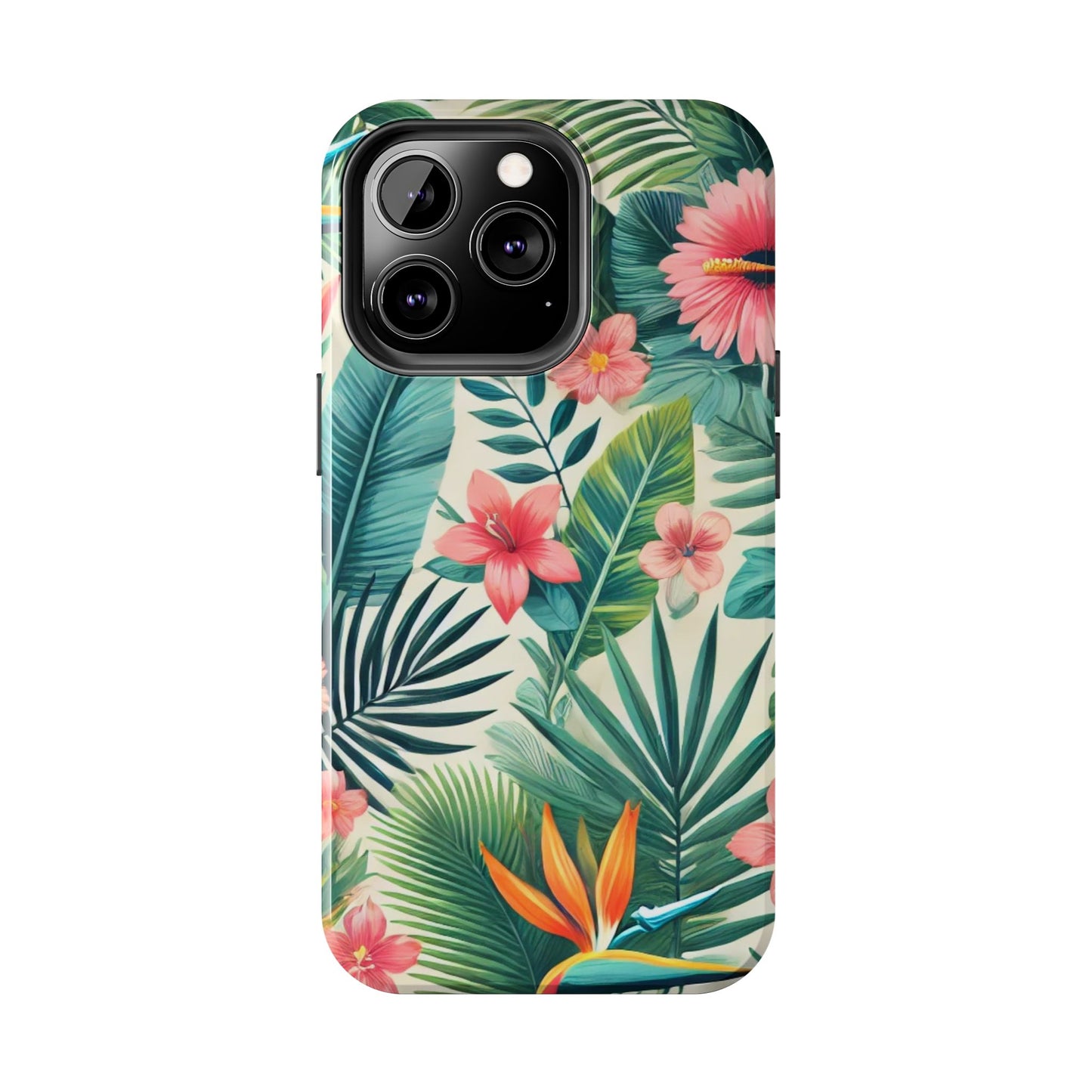 Tropical Paradise iPhone Case 🌺 | Vibrant Jungle Design, Shockproof Protection for iPhone 16 to 12 Pro Max