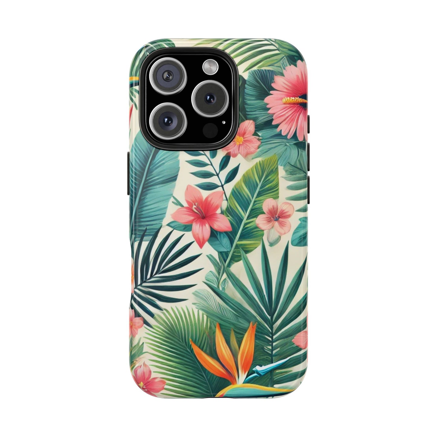 Tropical Paradise iPhone Case 🌺 | Vibrant Jungle Design, Shockproof Protection for iPhone 16 to 12 Pro Max