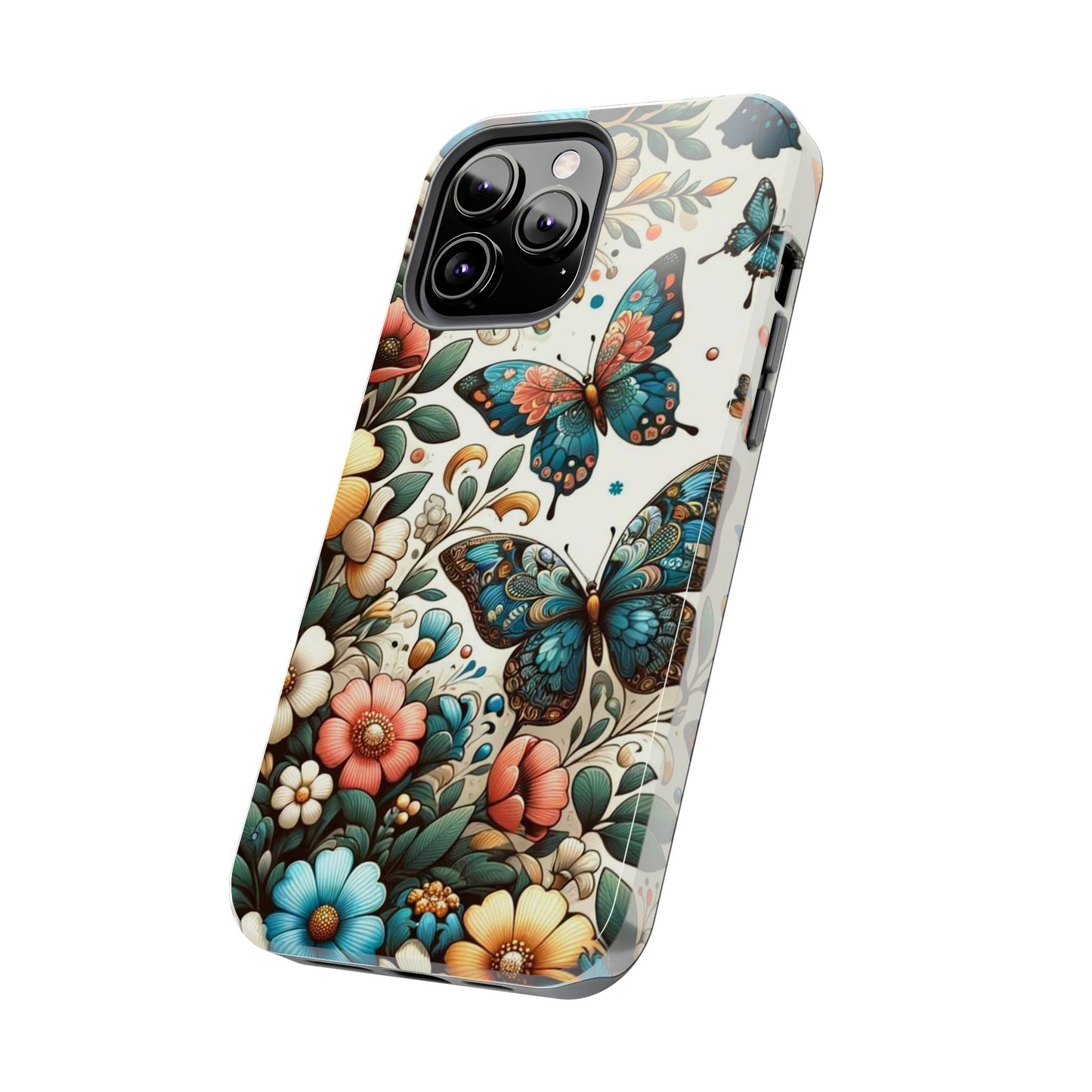 Butterfly & Floral iPhone Case 🦋 | Elegant Nature Design, Shockproof Protection for iPhone 16 to 12 Pro Max 📱