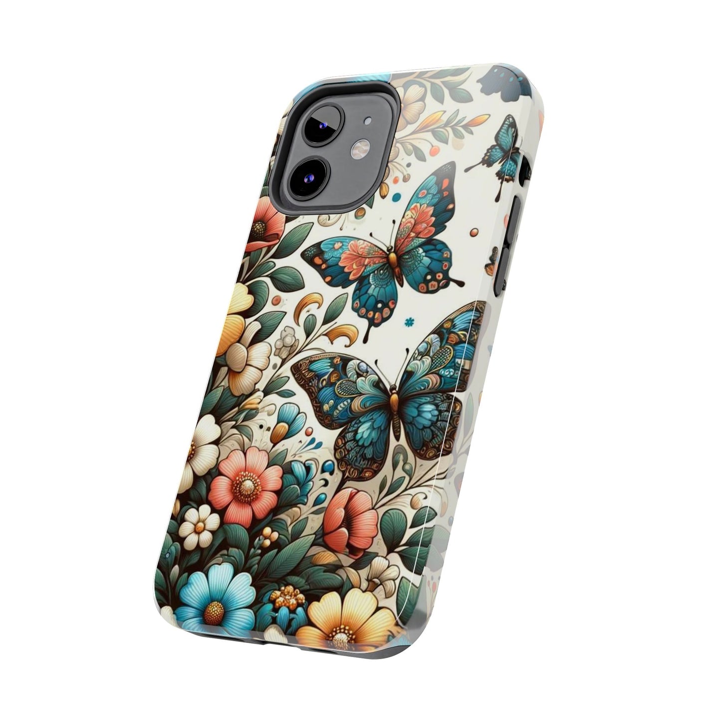 Butterfly & Floral iPhone Case 🦋 | Elegant Nature Design, Shockproof Protection for iPhone 16 to 12 Pro Max 📱