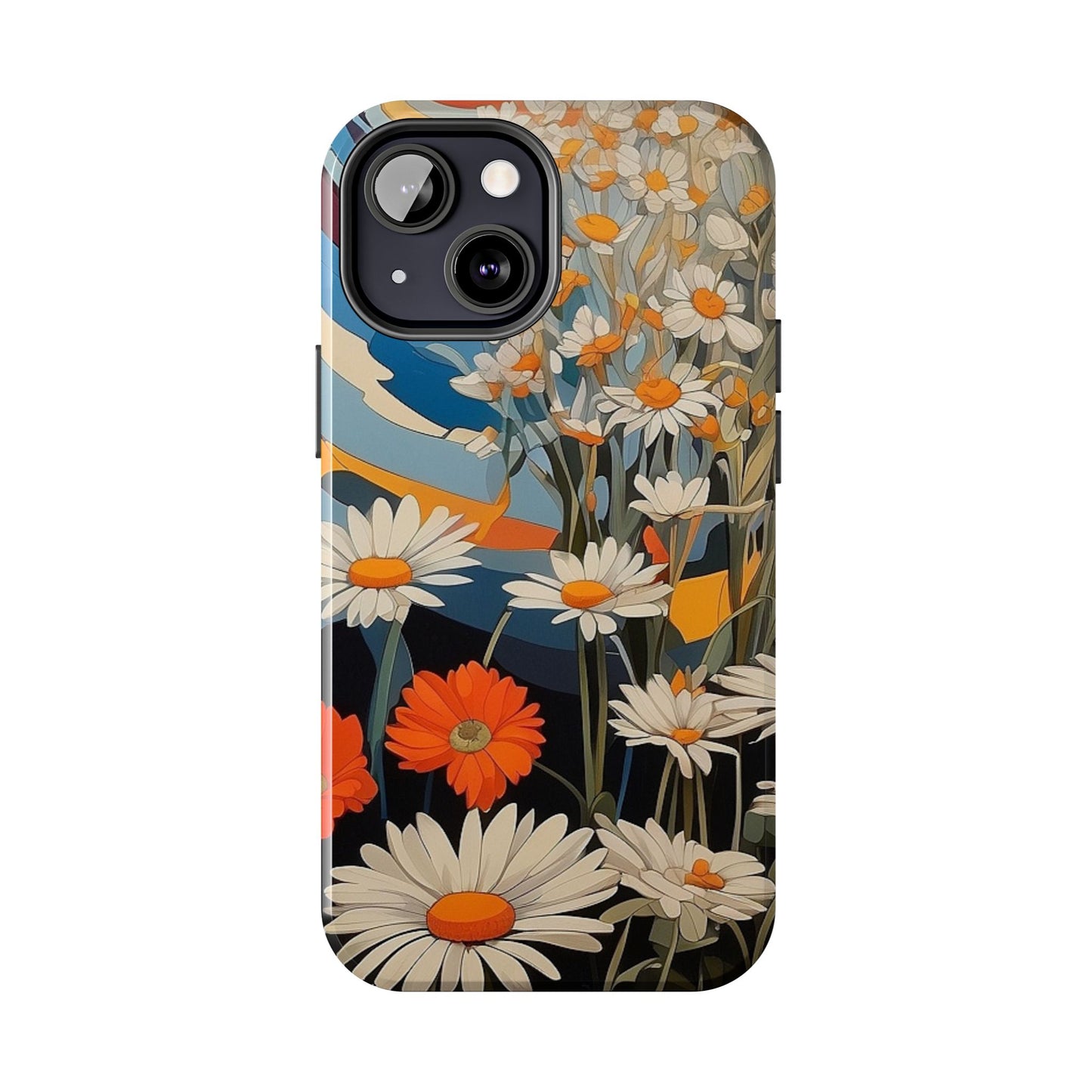 Floral Daisy iPhone Case 🌼 | Retro Botanical Design, Shockproof Protection for iPhone 16 to 12 Pro Max 📱